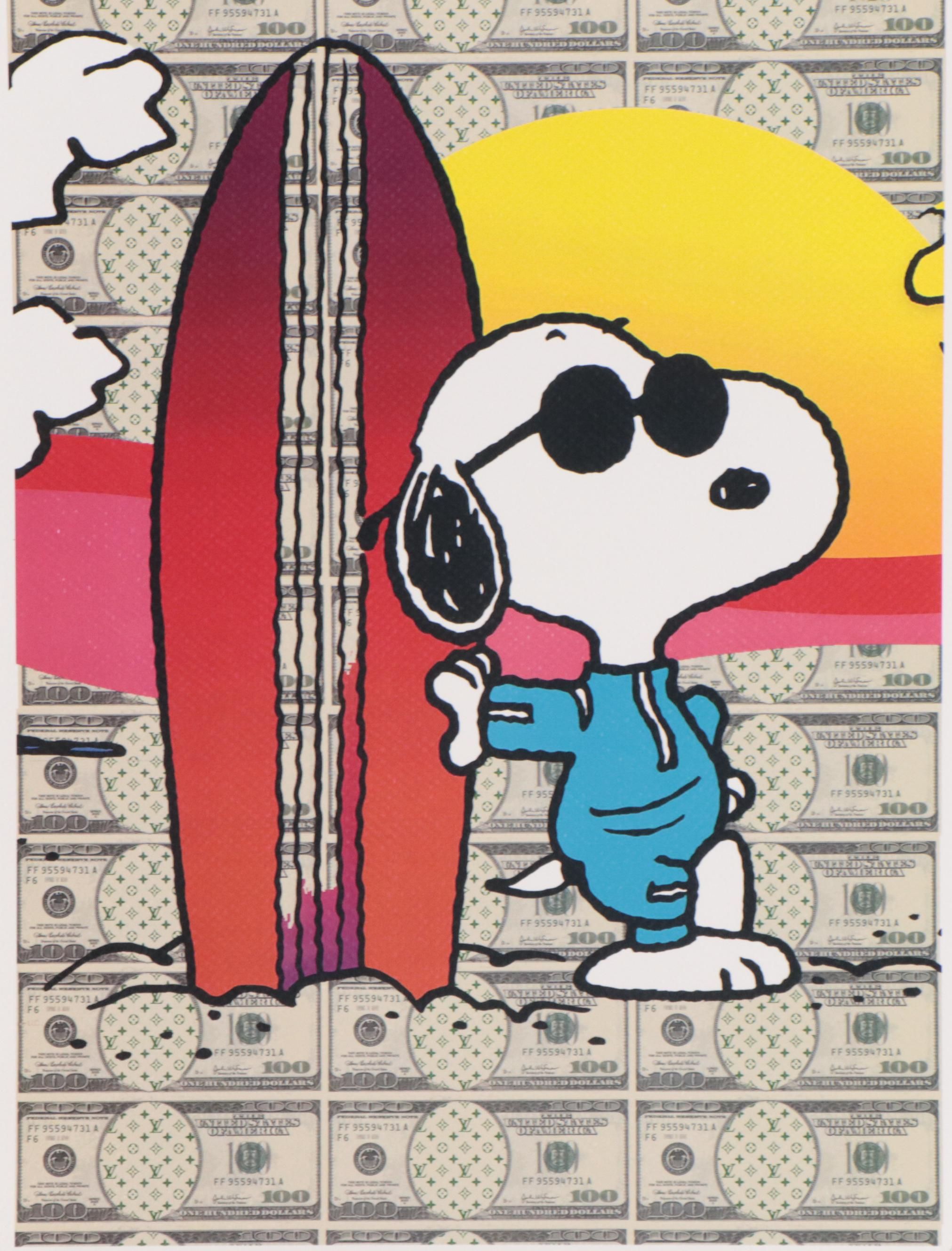 Death NYC Pop Art Offset Lithograph of Snoopy With Surfboard, 2023