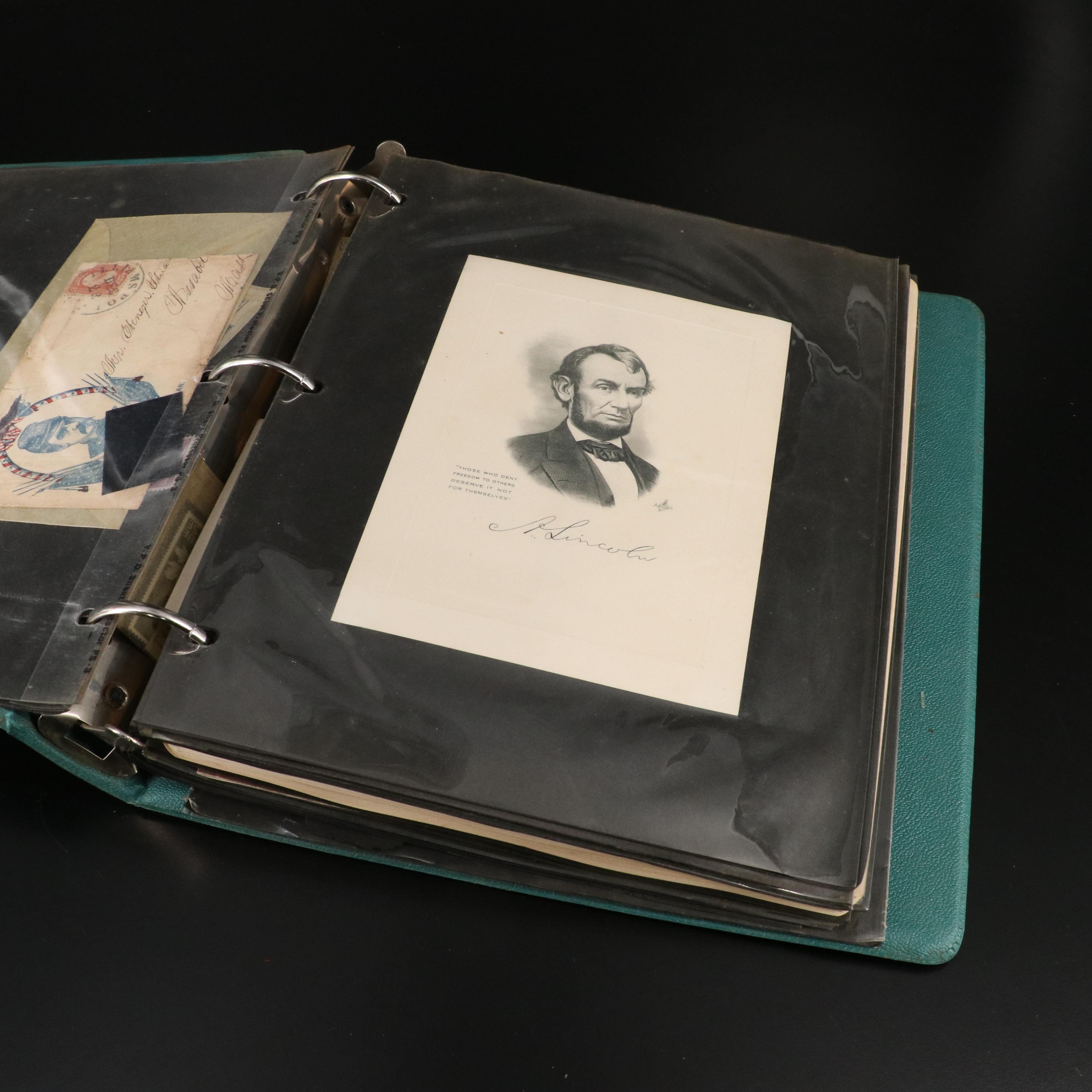 Album of Abraham Lincoln Postage Stamps and Other Ephemera