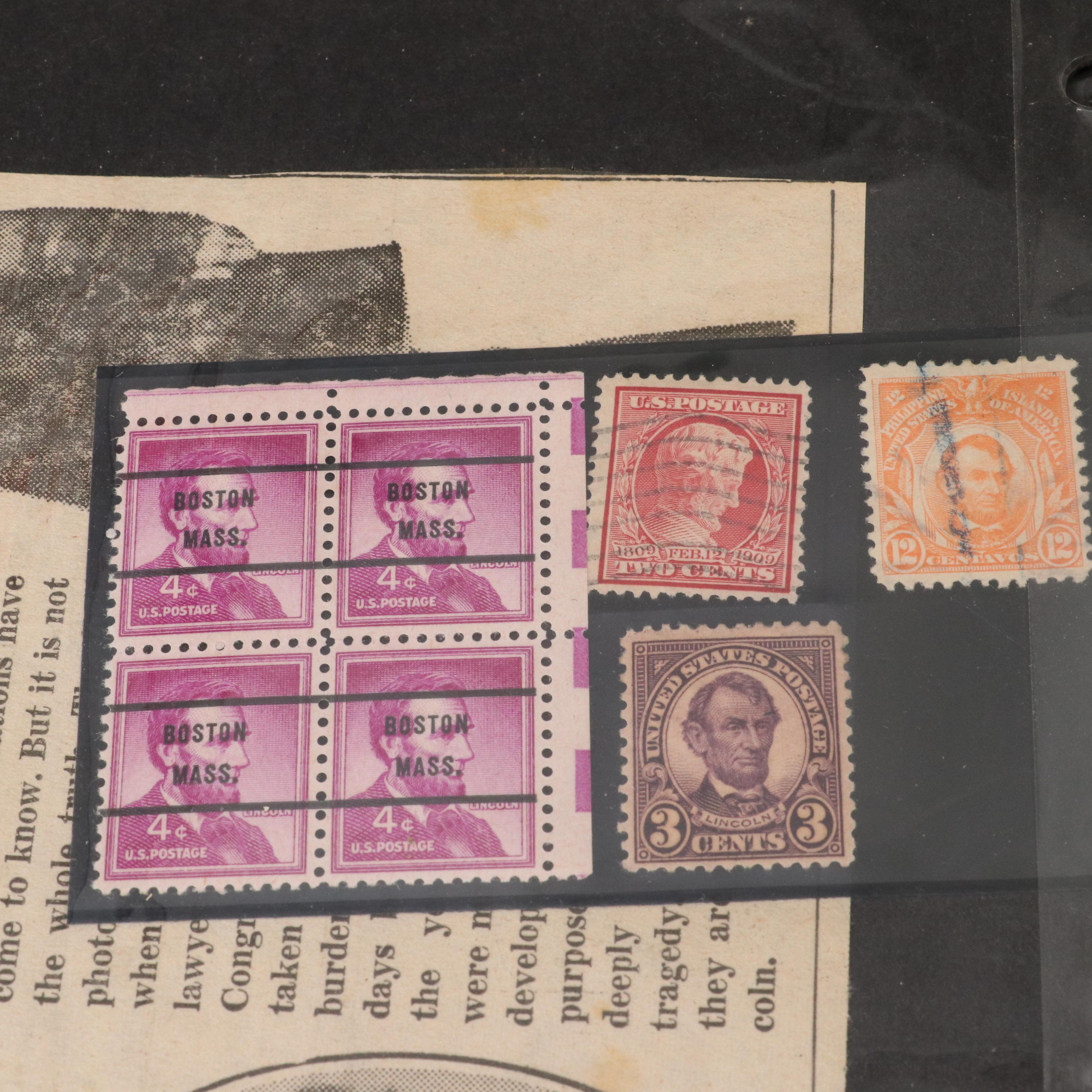 Album of Abraham Lincoln Postage Stamps and Other Ephemera