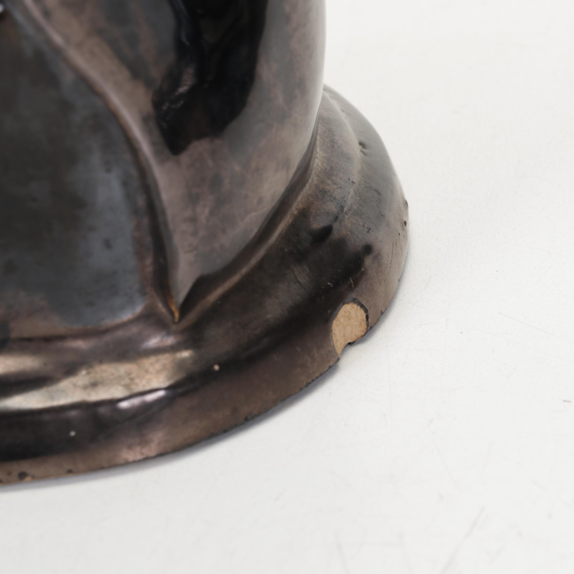 Pair of Aetco Art Deco Black-Glazed Ceramic Lady's Head Vases