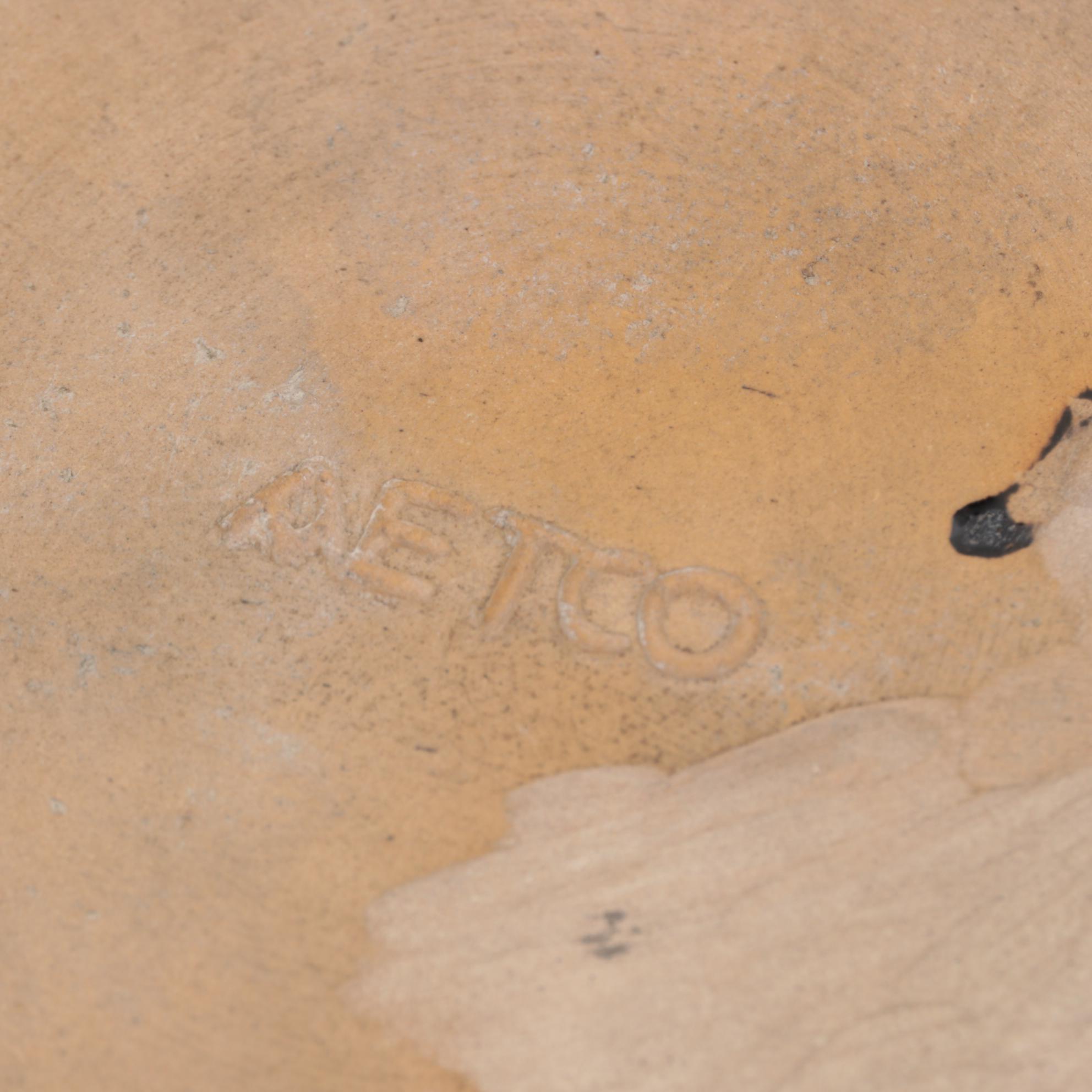 Pair of Aetco Art Deco Black-Glazed Ceramic Lady's Head Vases