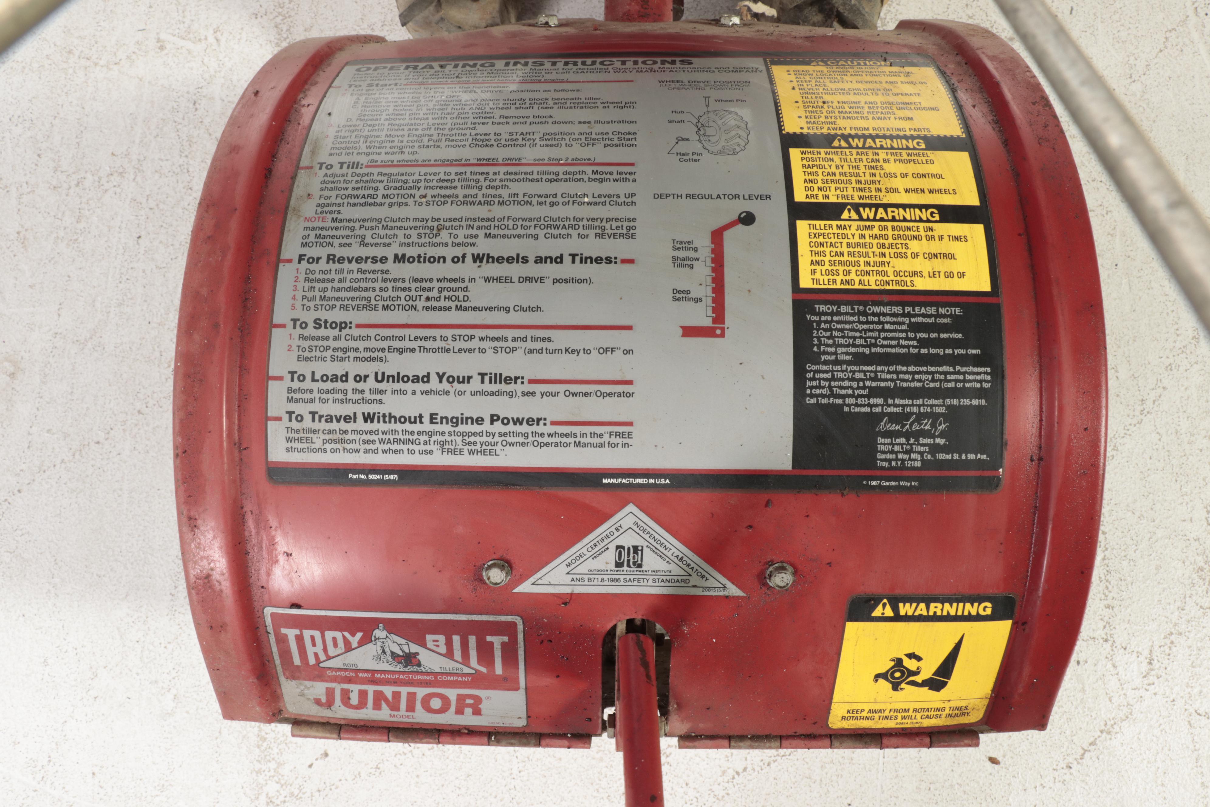 Troy-Bilt Junior Tiller with Gas-Powered Tecumseh Engine