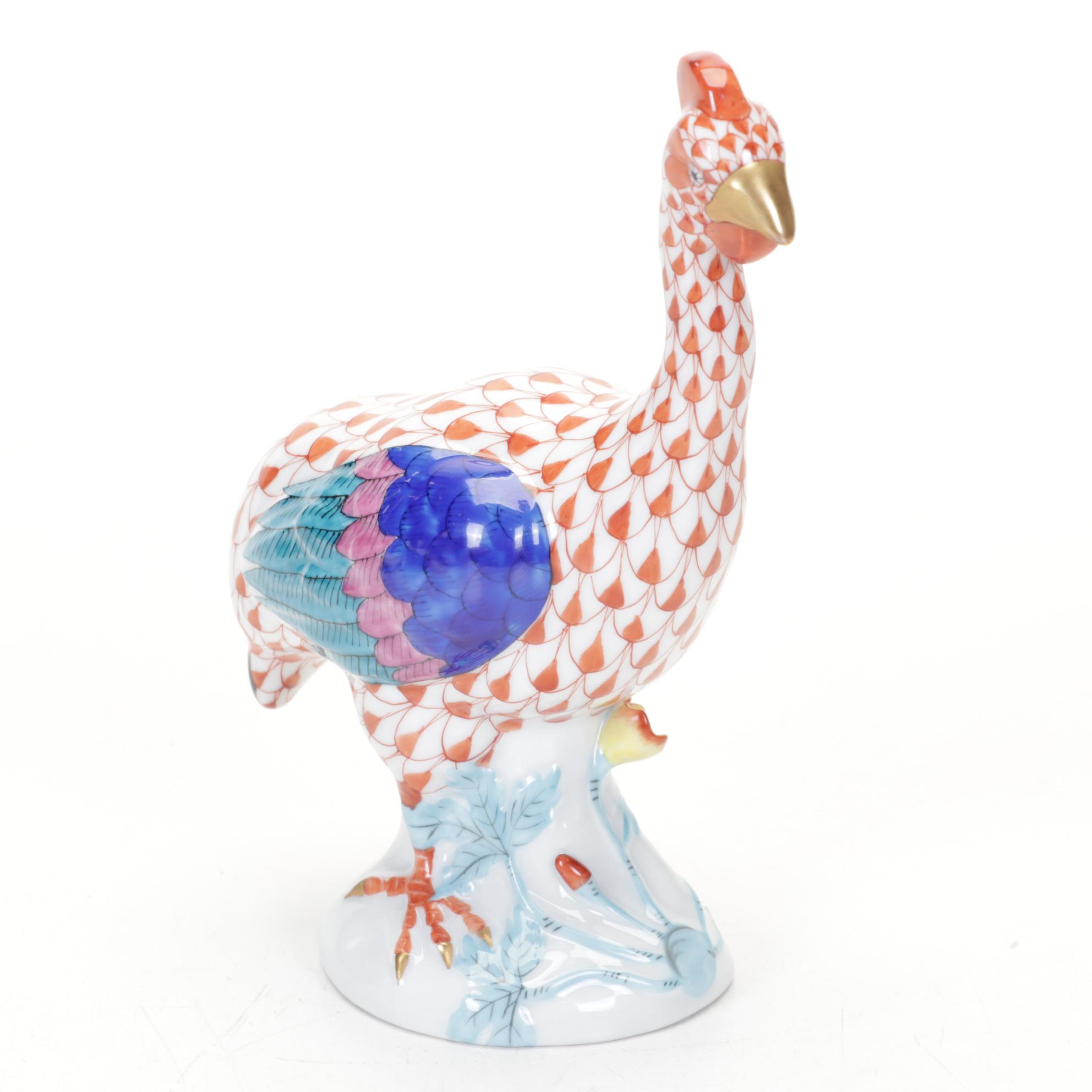 Herend Rust Fishnet "Guinea Hen" Porcelain Figurine