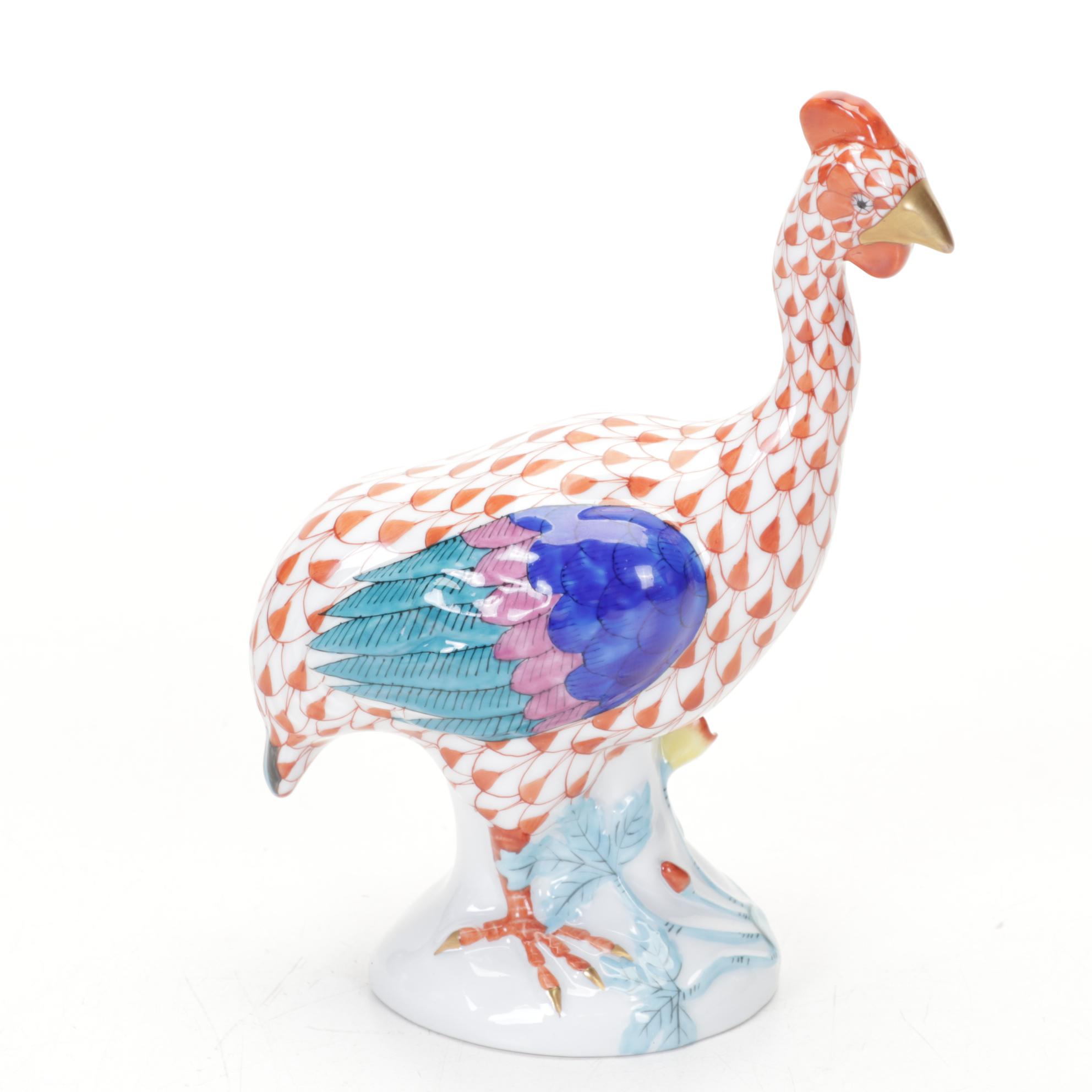 Herend Rust Fishnet "Guinea Hen" Porcelain Figurine