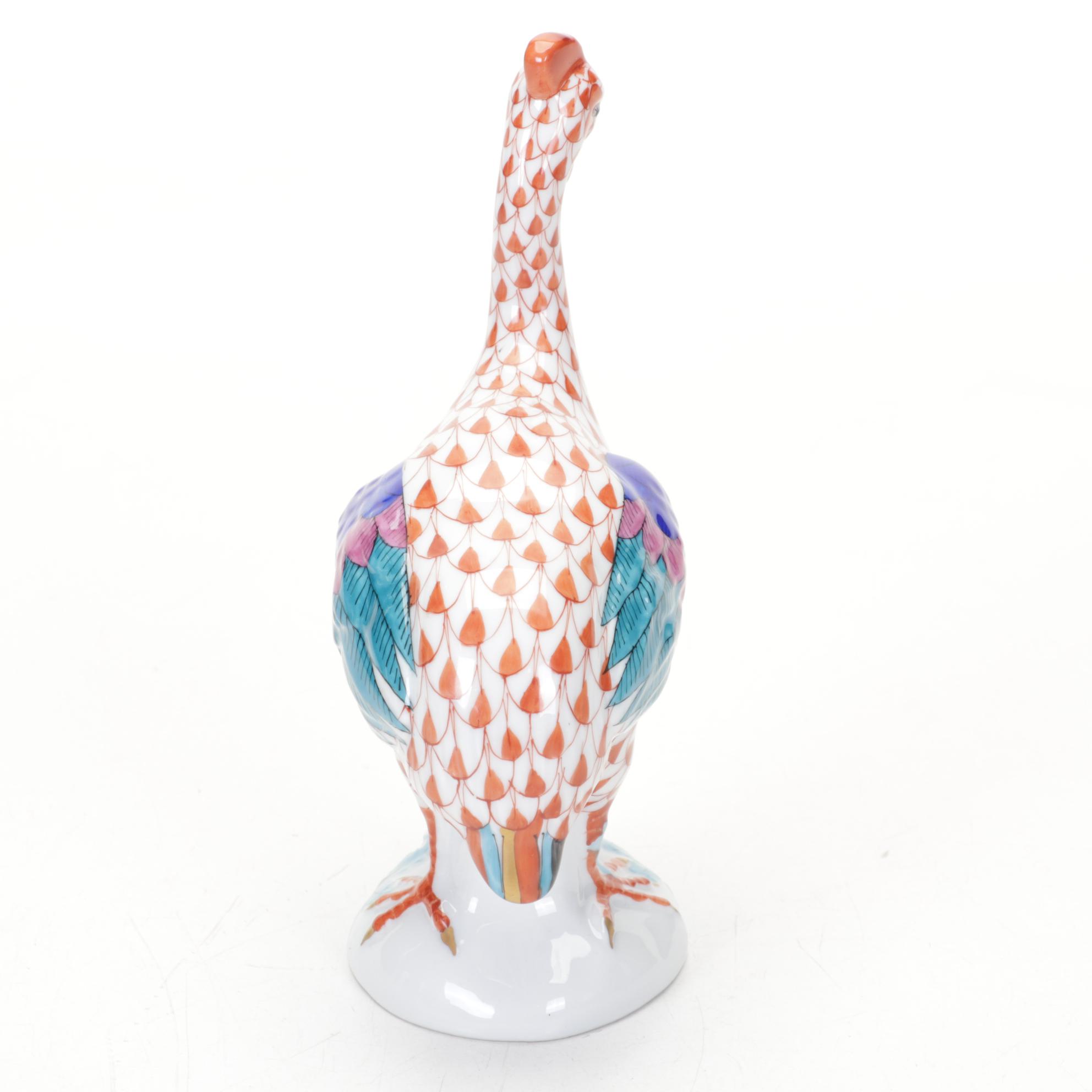 Herend Rust Fishnet "Guinea Hen" Porcelain Figurine