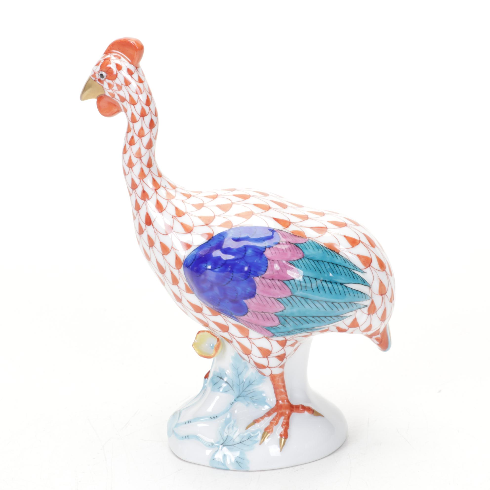 Herend Rust Fishnet "Guinea Hen" Porcelain Figurine