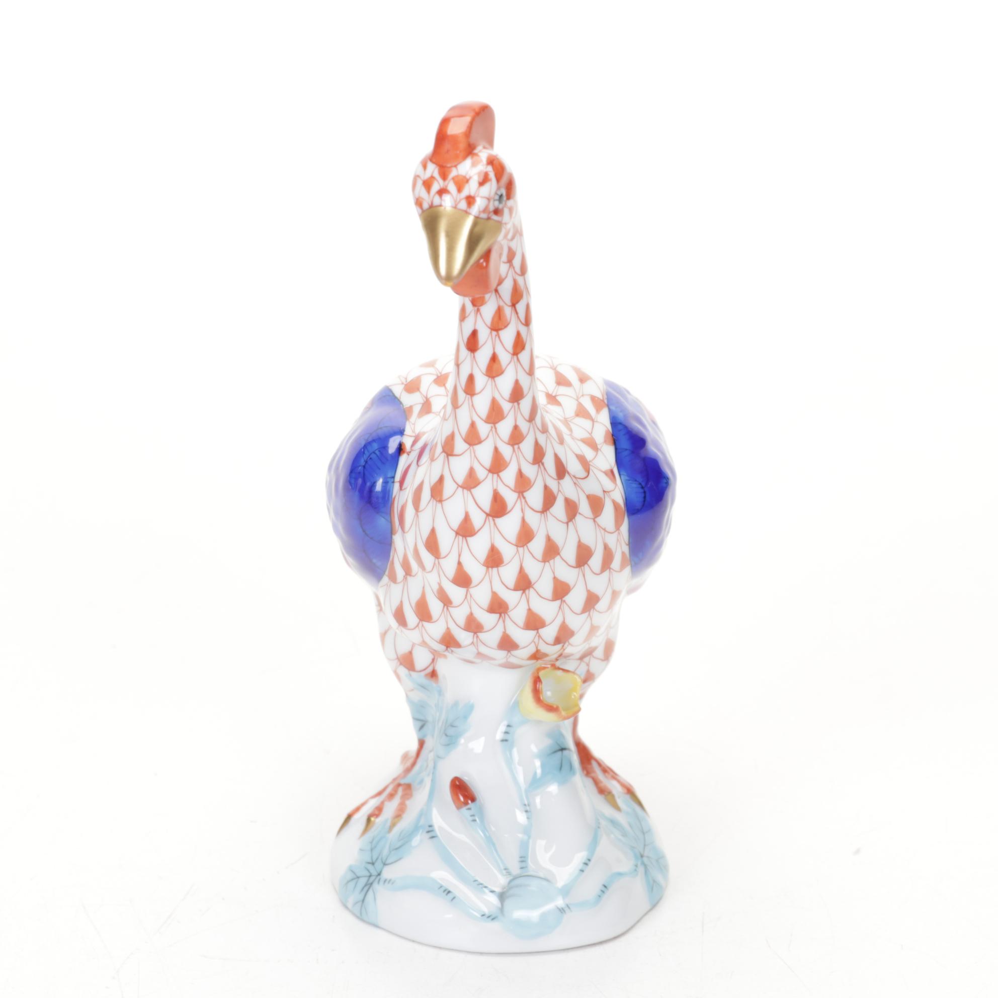 Herend Rust Fishnet "Guinea Hen" Porcelain Figurine