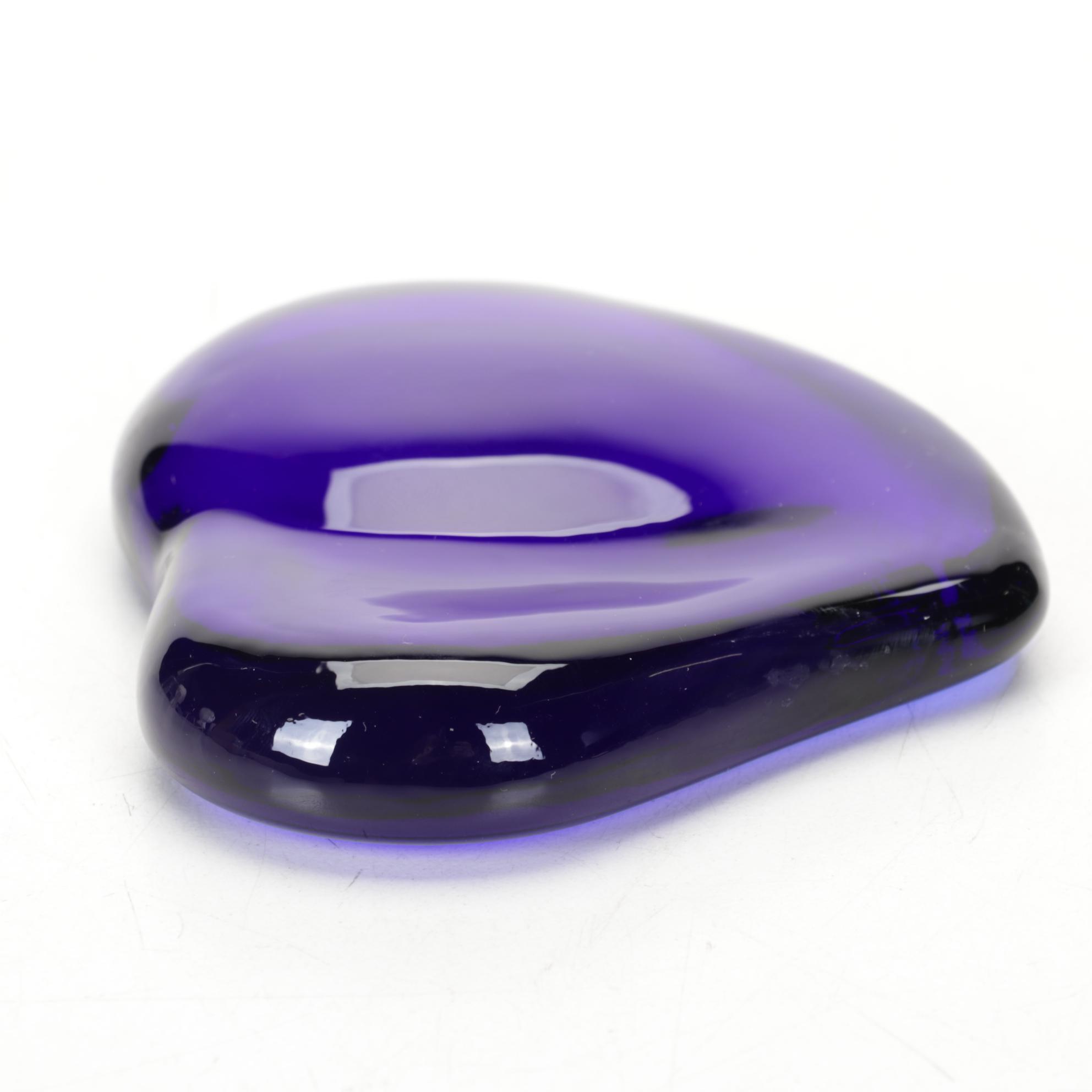 Elsa Peretti for Tiffany & Co. "Heart" Cobalt Crystal Paperweight