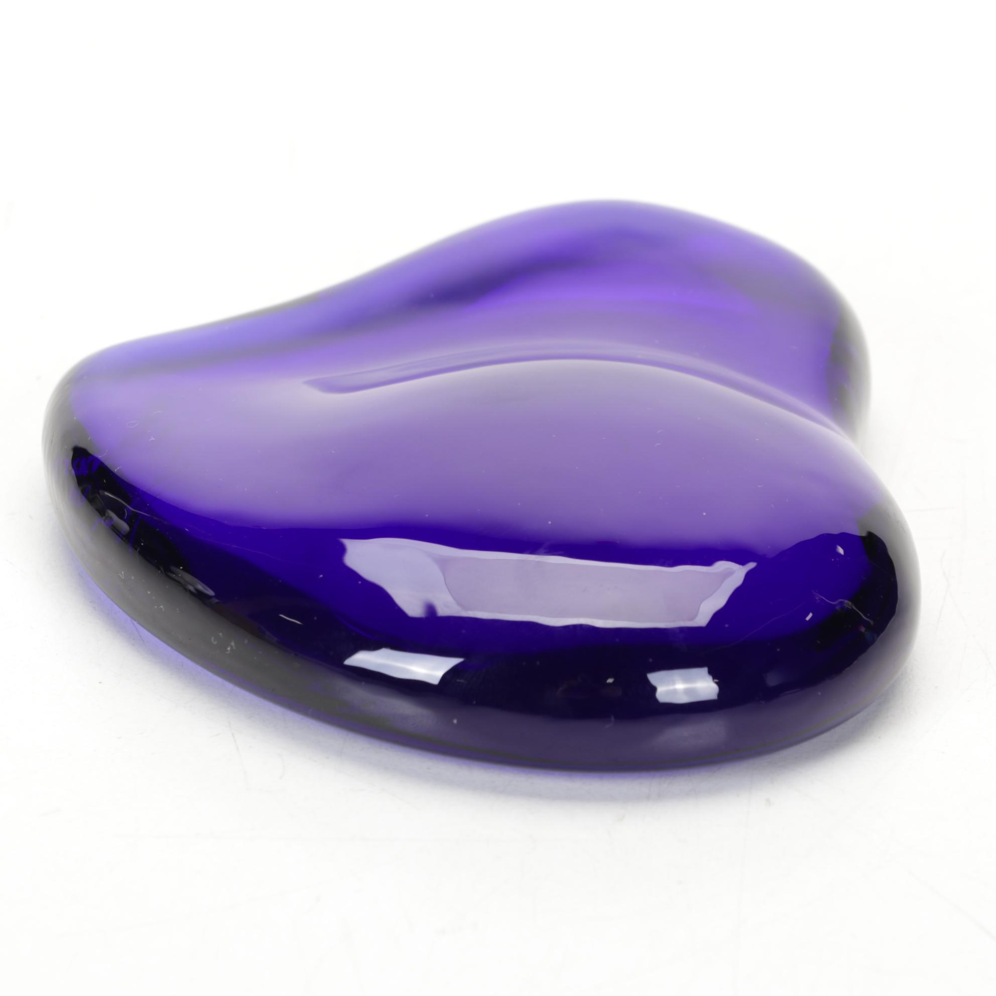 Elsa Peretti for Tiffany & Co. "Heart" Cobalt Crystal Paperweight