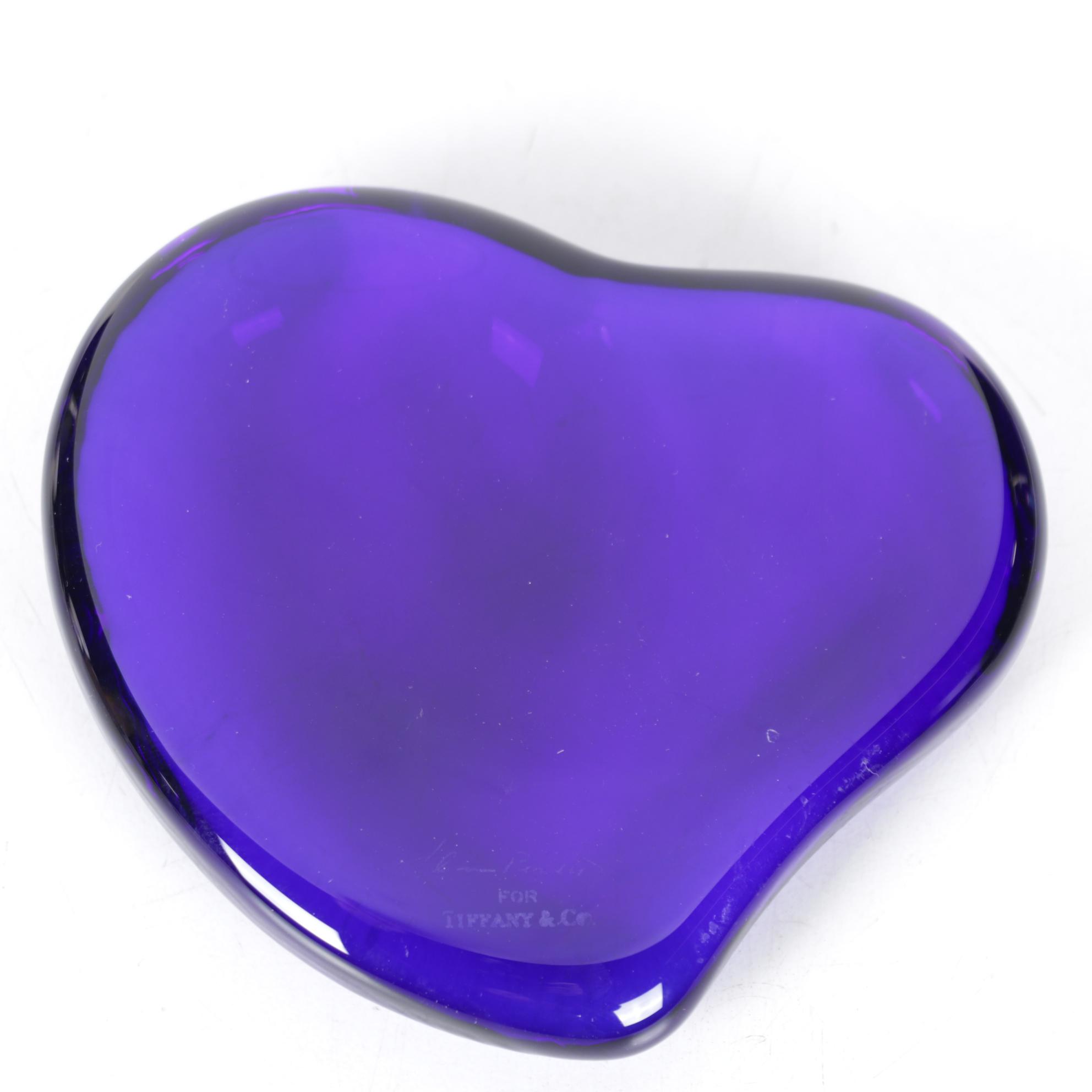 Elsa Peretti for Tiffany & Co. "Heart" Cobalt Crystal Paperweight