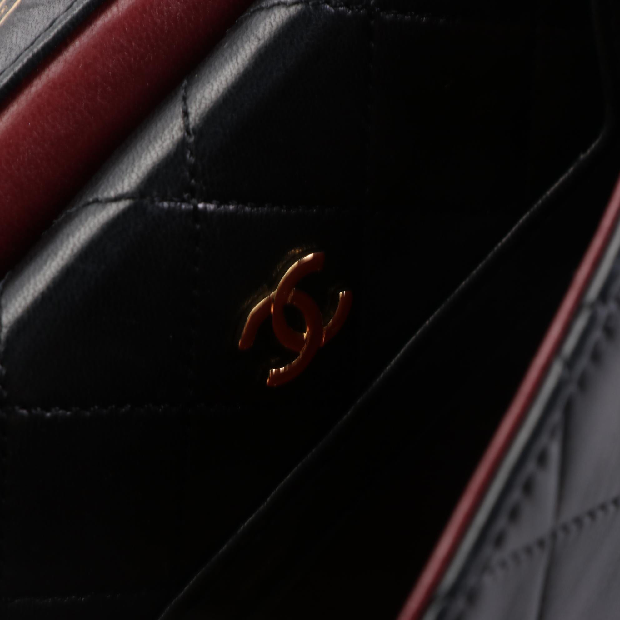 Chanel Trapezoid Flap Bag in Quilted Black Lambskin with Matching Wallet and Box