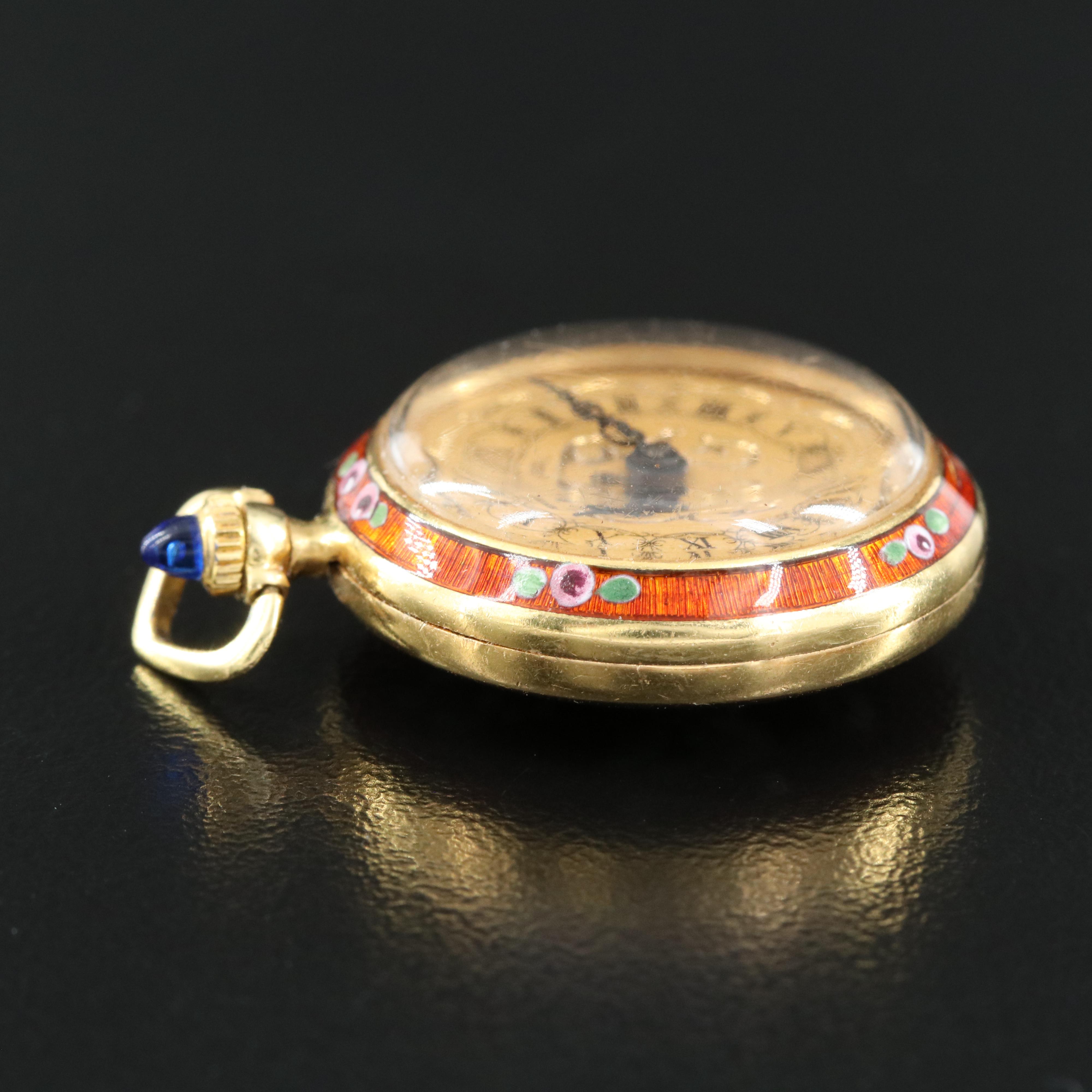 18K Montreux Enameled Swiss Pocket Watch