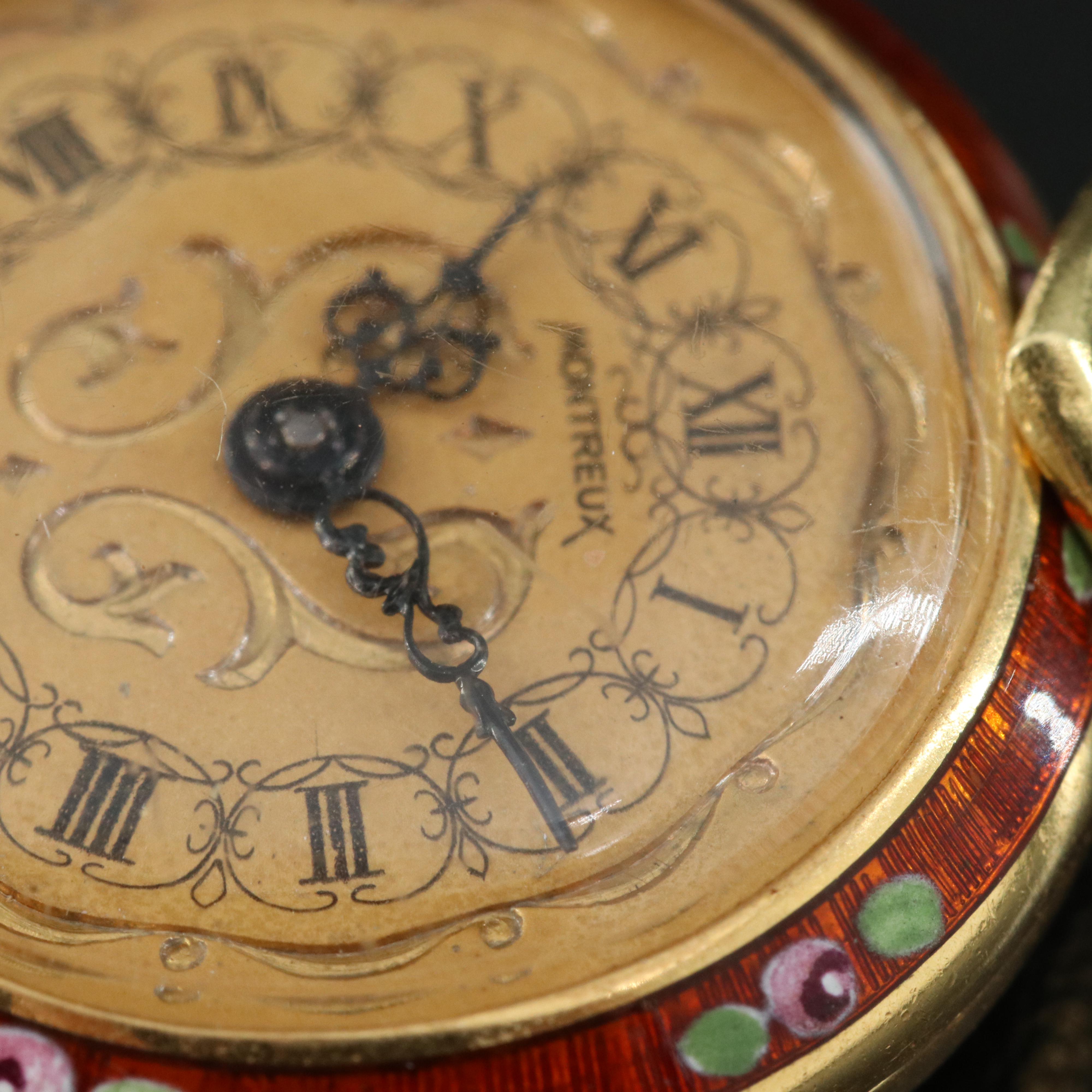 18K Montreux Enameled Swiss Pocket Watch
