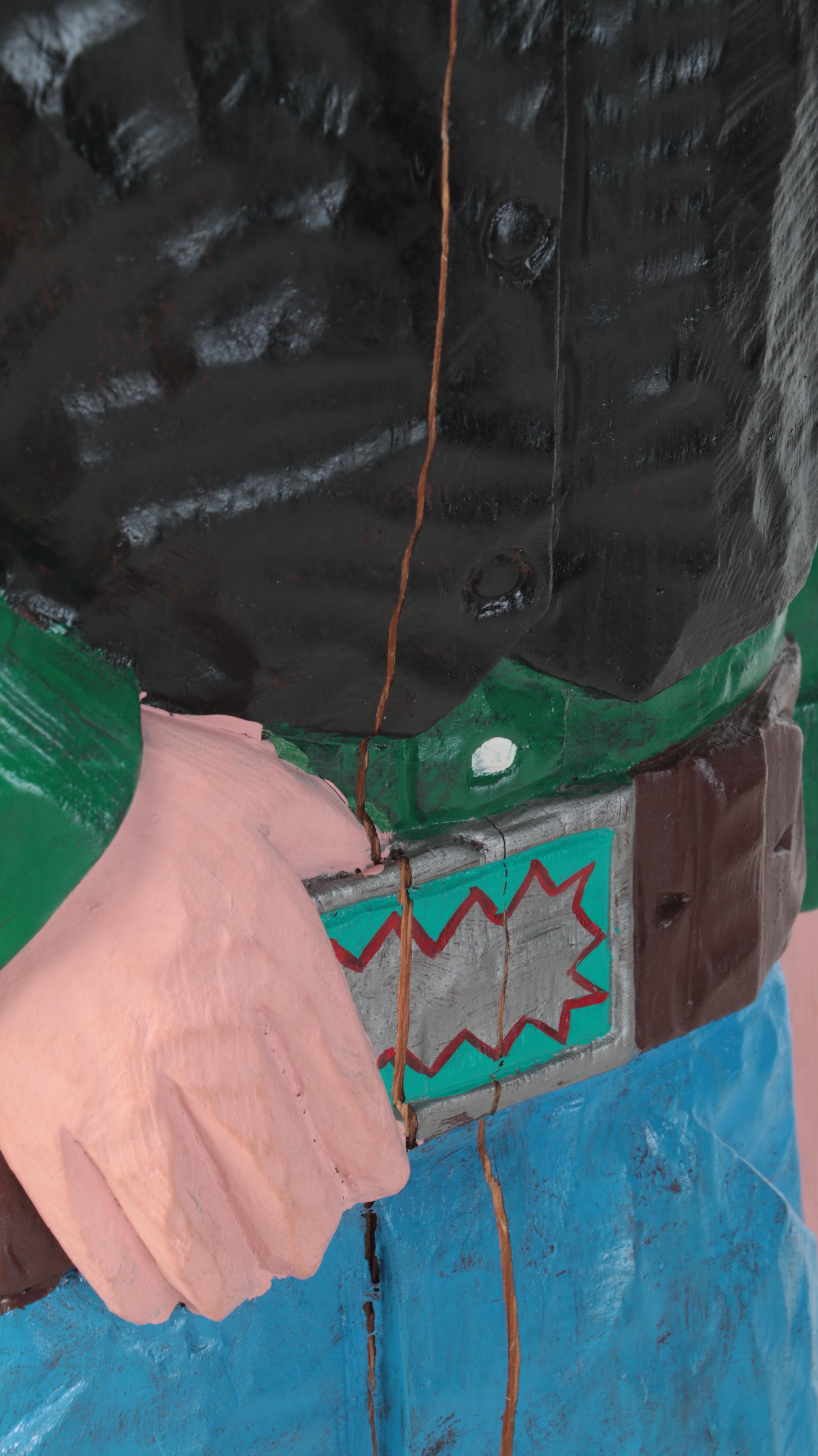 Frank Gallagher Carved and Painted Wooden Folk Art Sculpture of a Cowboy