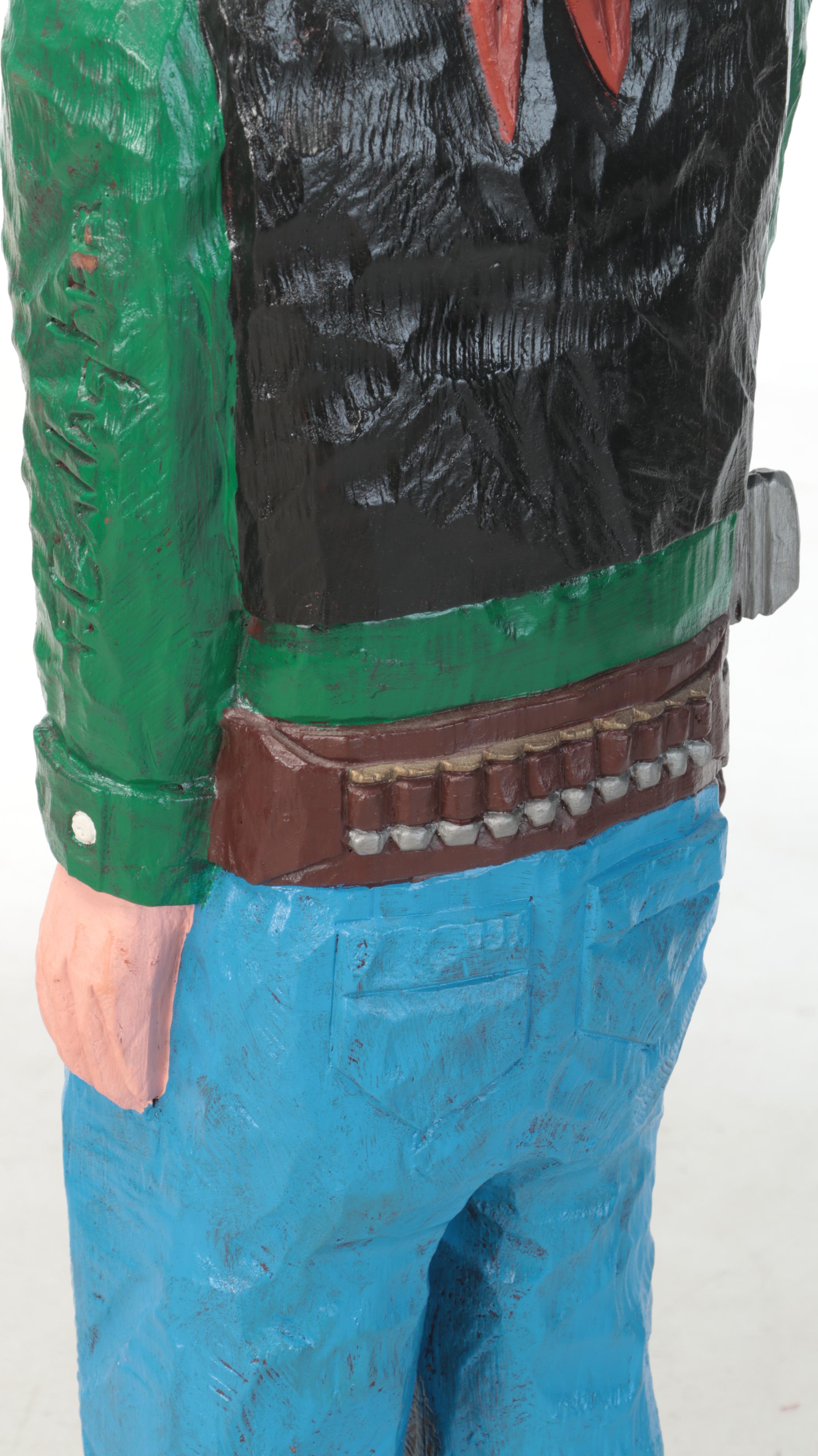 Frank Gallagher Carved and Painted Wooden Folk Art Sculpture of a Cowboy