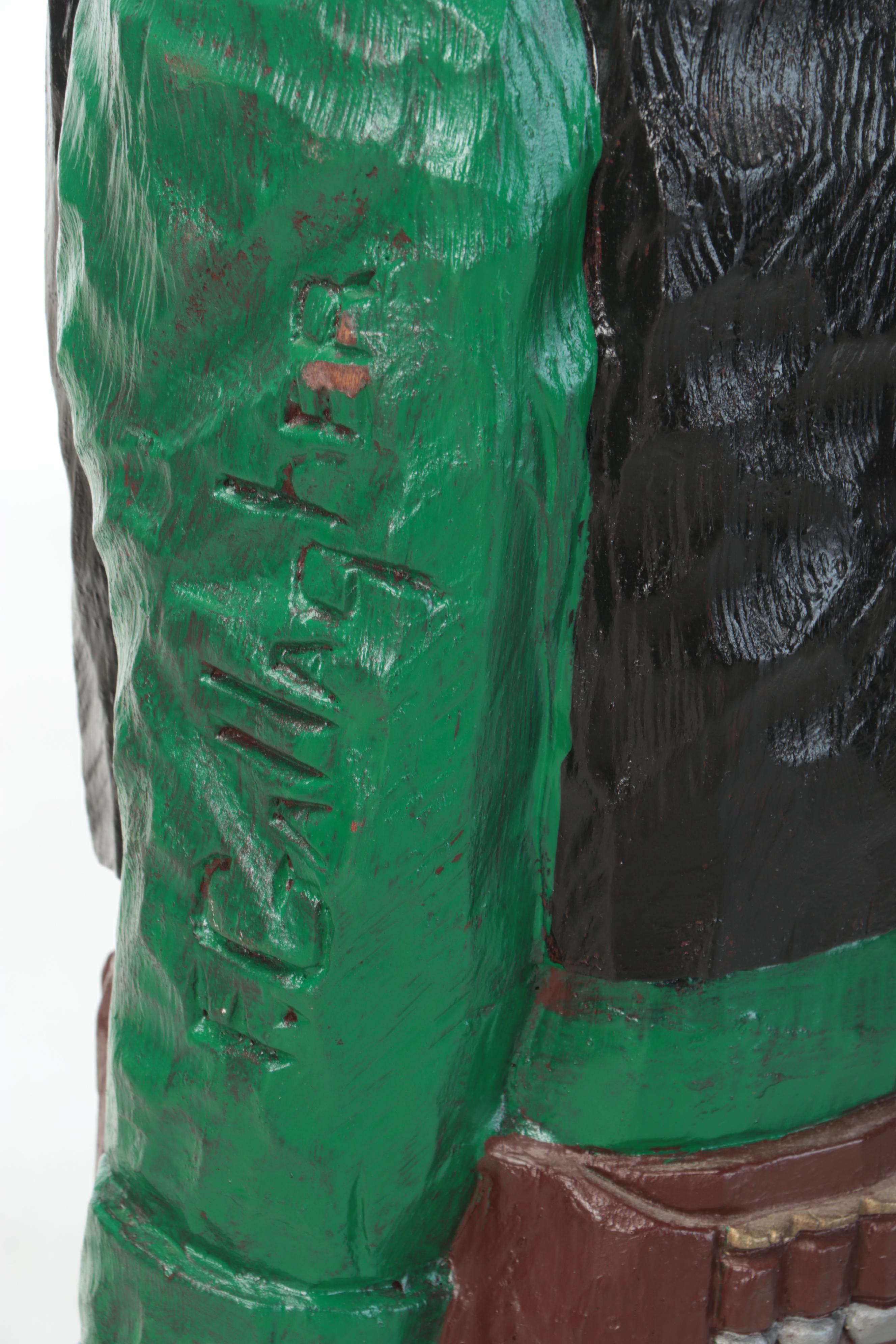 Frank Gallagher Carved and Painted Wooden Folk Art Sculpture of a Cowboy