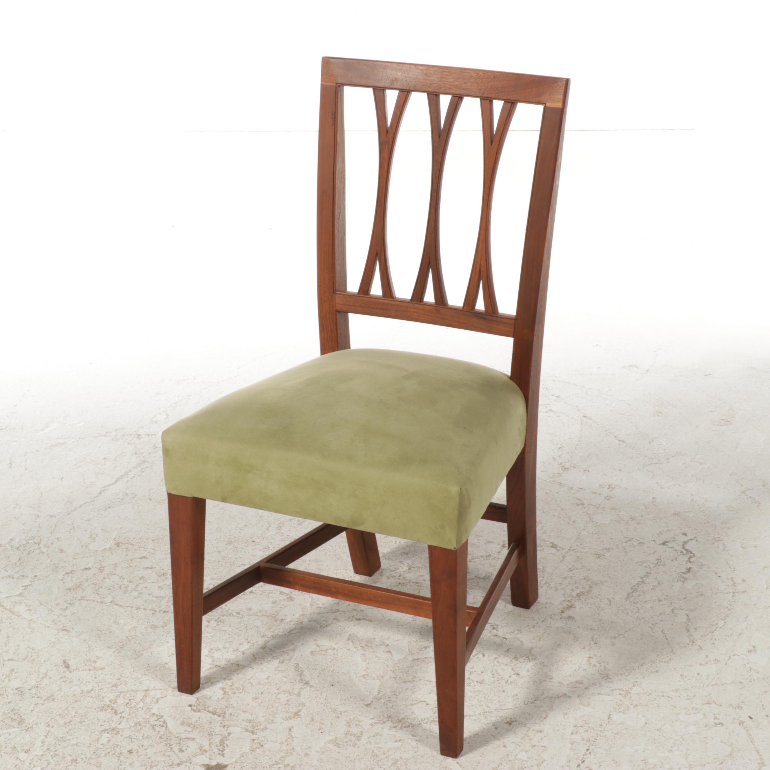 Six Charles Shackleton Federal Style Walnut Bench-Made Side Chairs, dated 2002