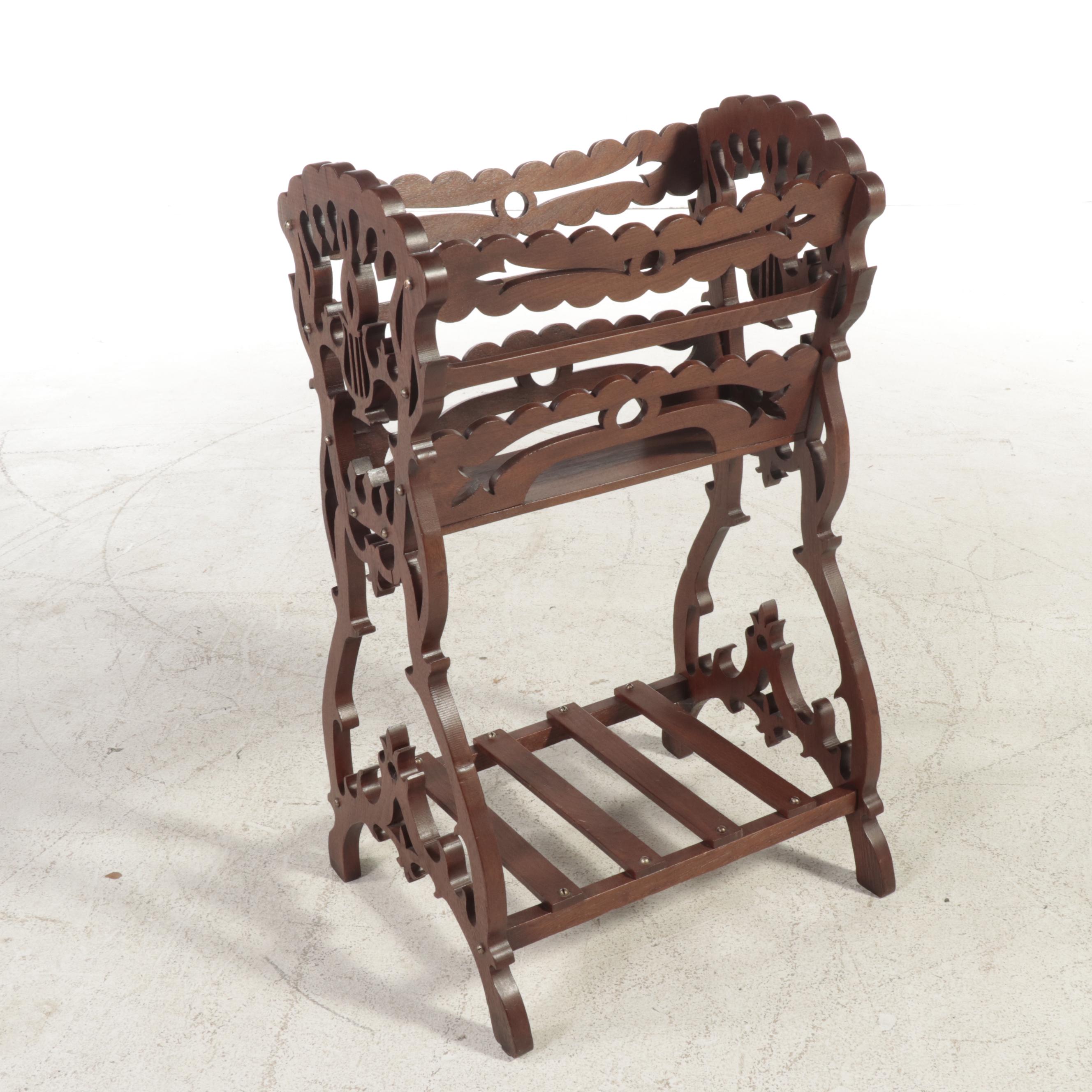Victorian Fret-Carved Walnut Sheet Music Stand, Late 19th Century