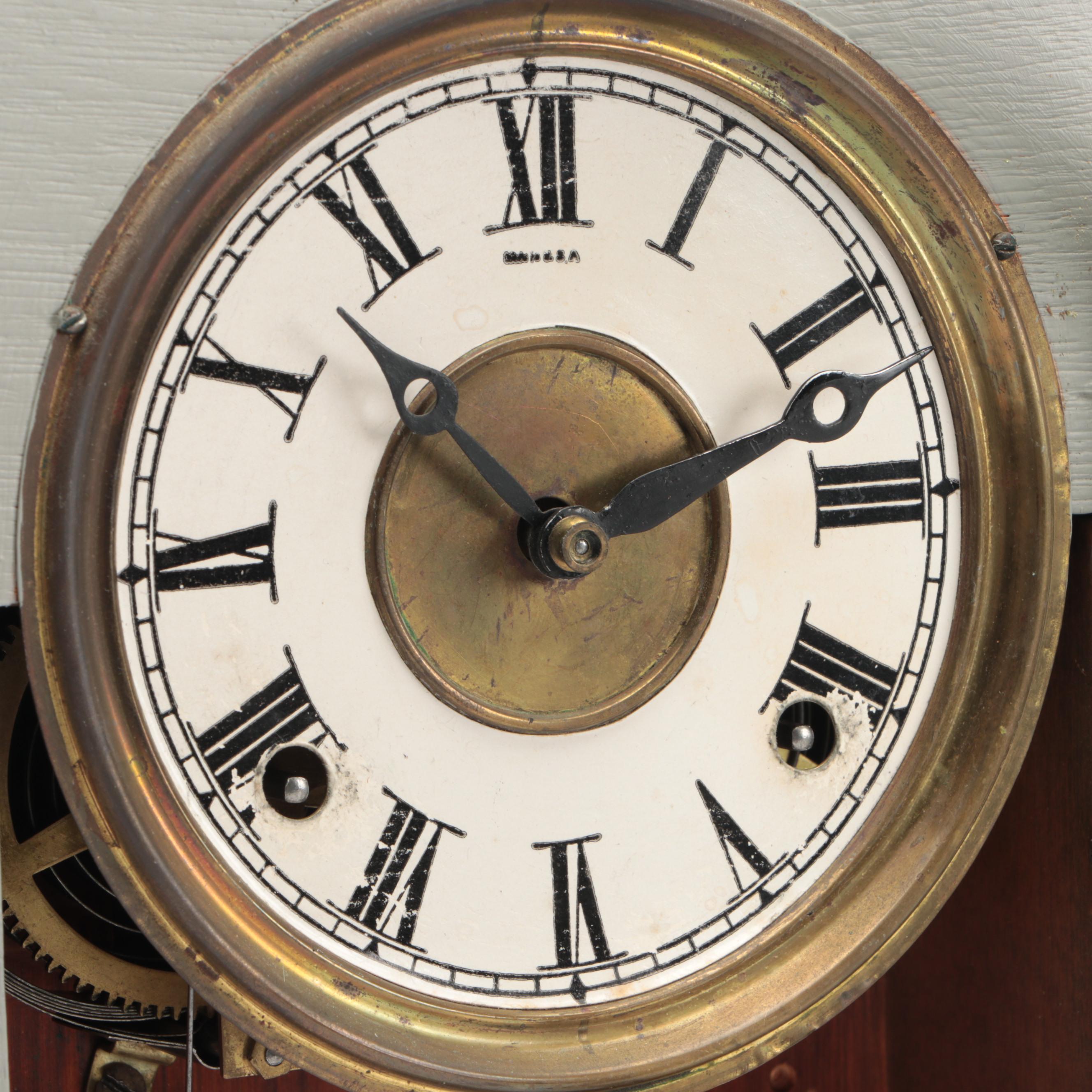 E. Ingraham Painted Eastlake Gingerbread Kitchen Clock, Late 19th- Early 20th C.