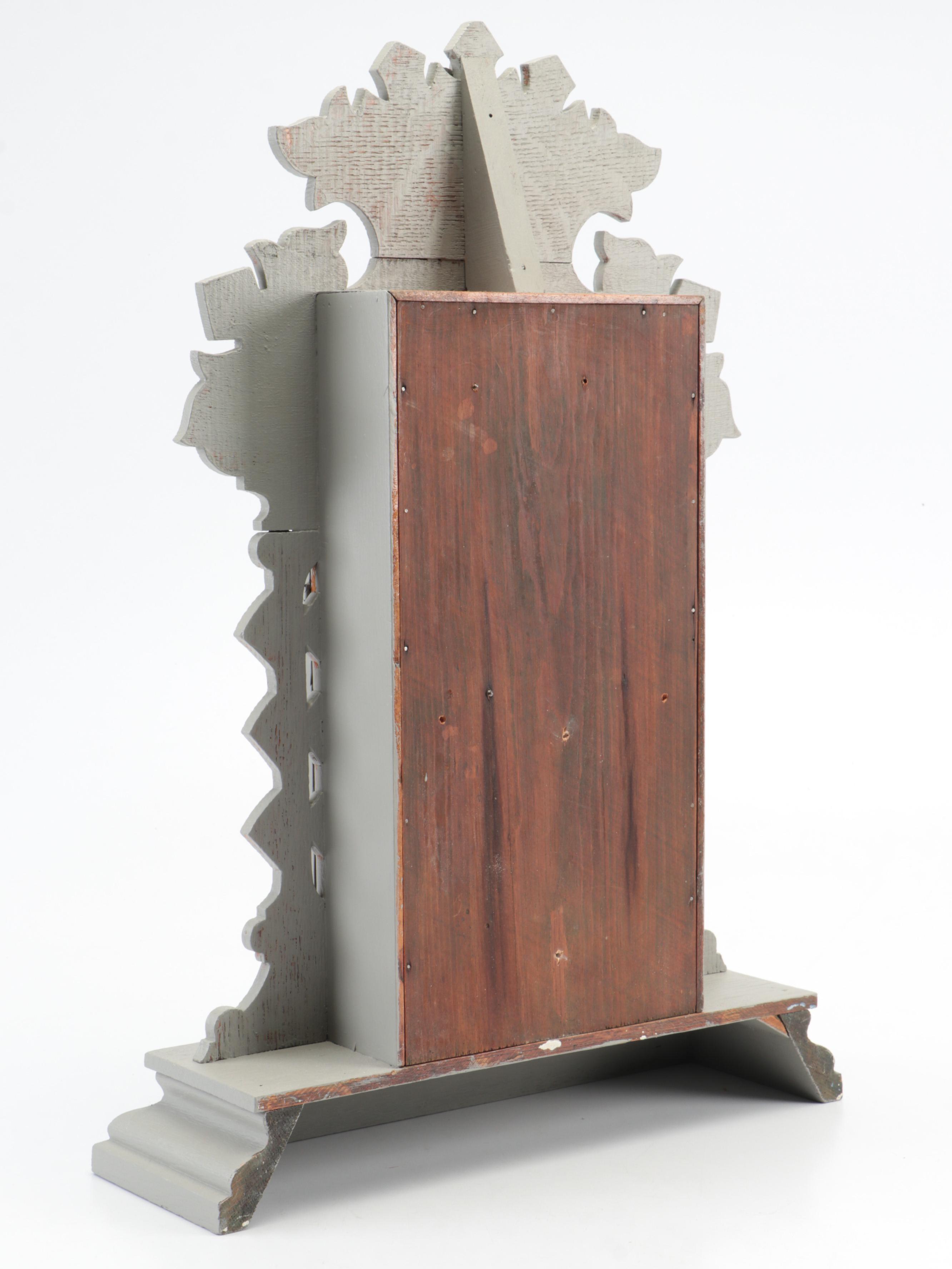 E. Ingraham Painted Eastlake Gingerbread Kitchen Clock, Late 19th- Early 20th C.