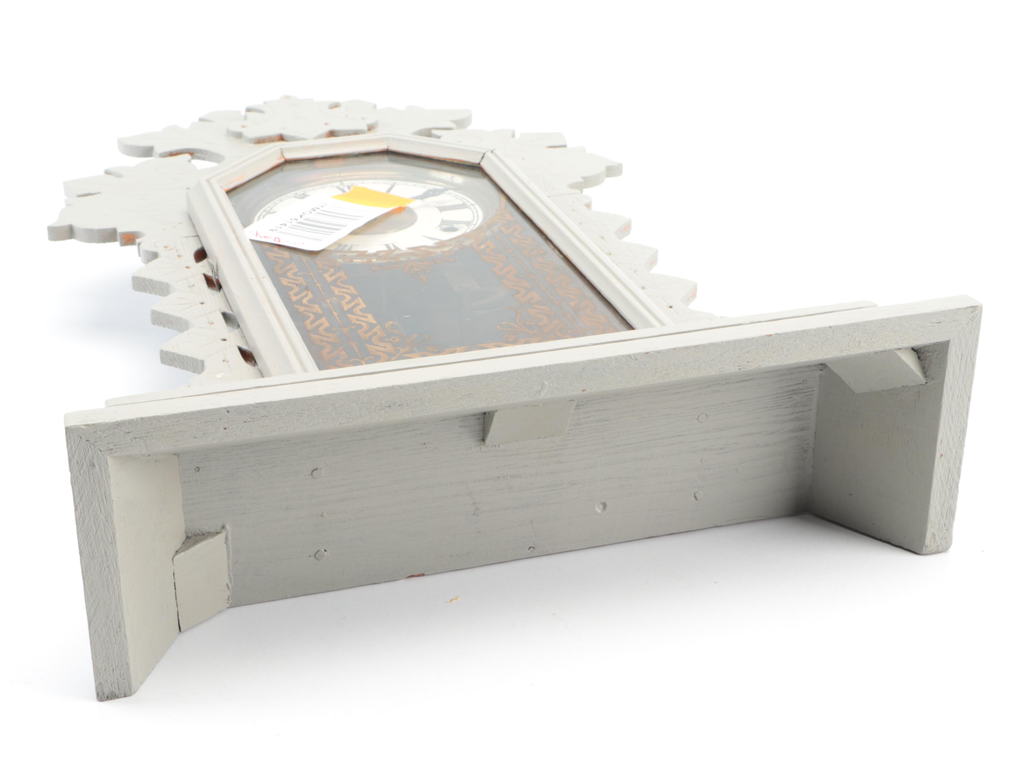 E. Ingraham Painted Eastlake Gingerbread Kitchen Clock, Late 19th- Early 20th C.