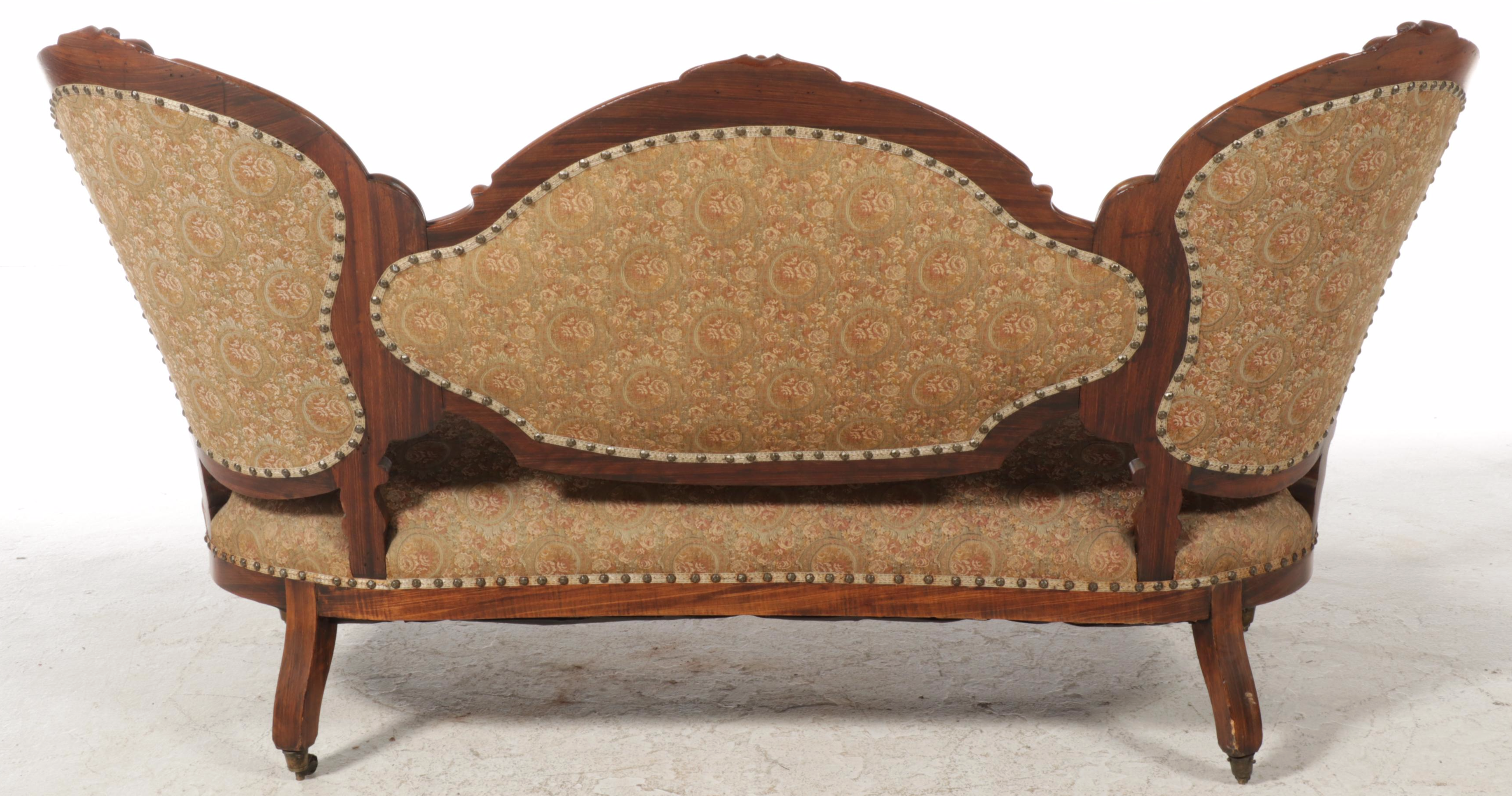 American Rococo Revival Rosewood-Grained Walnut and Buttoned-Down Sofa, c. 1870