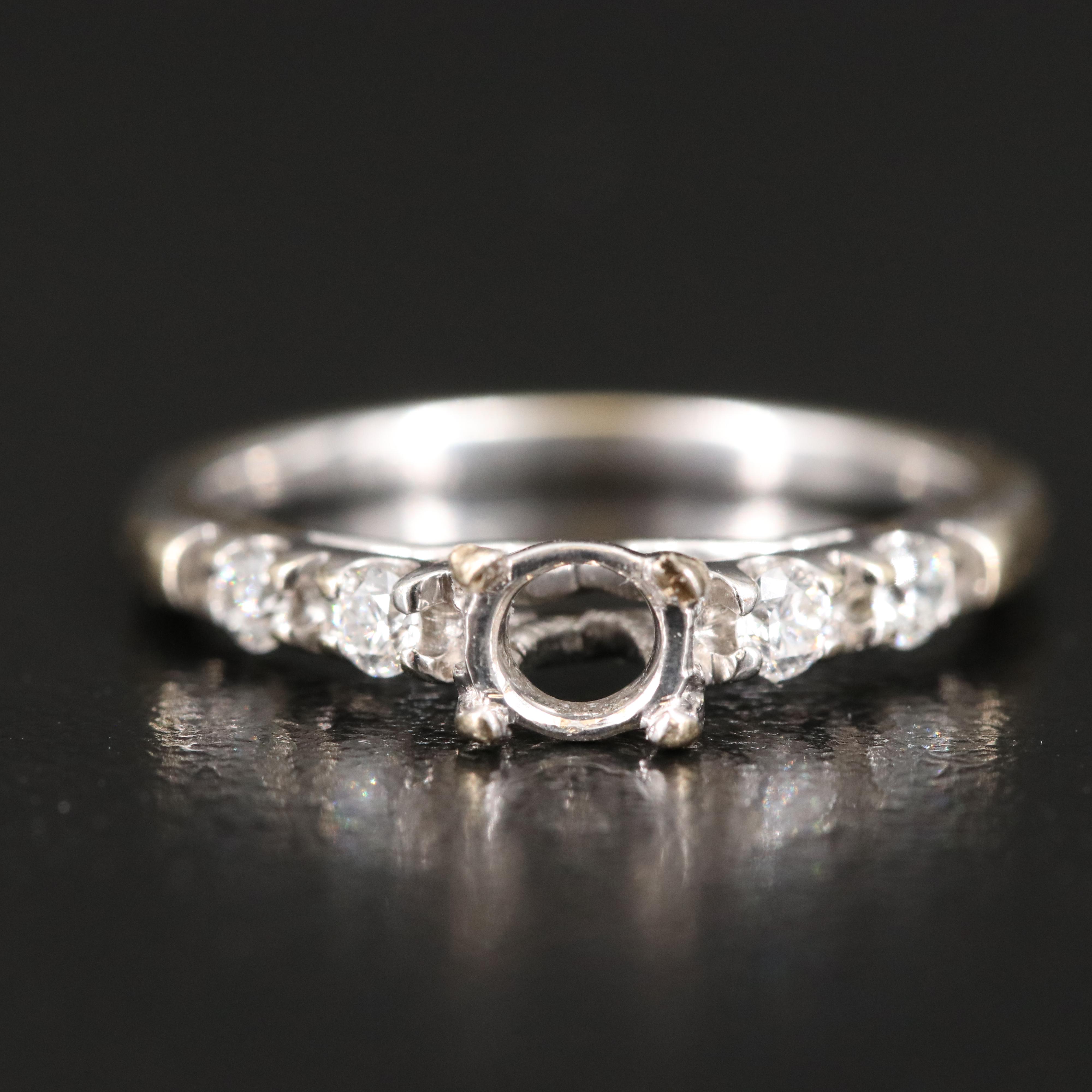 18K 0.18 CTW Diamond Semi Mount and Loose 0.35 CT Center Diamond and GIA eReport