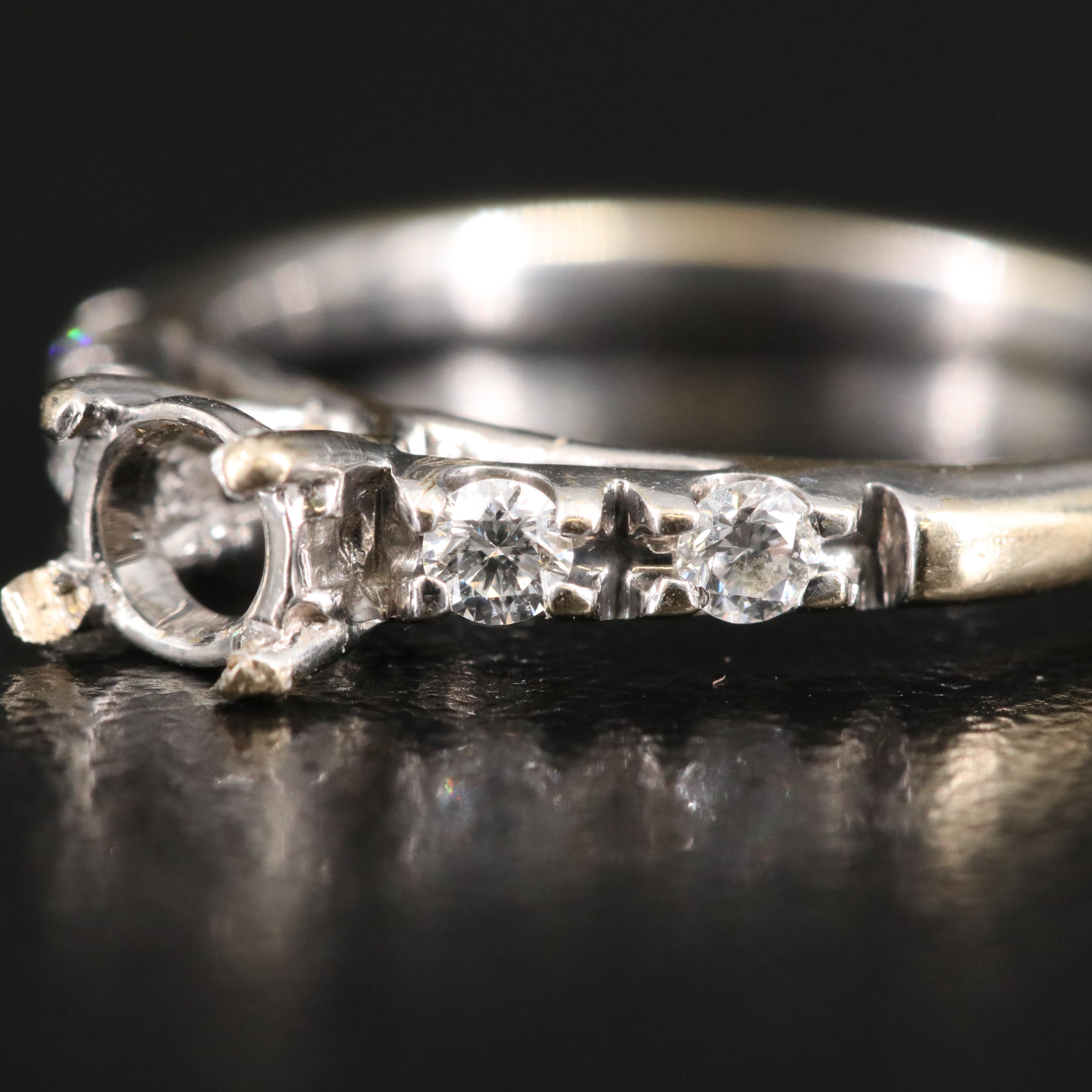 18K 0.18 CTW Diamond Semi Mount and Loose 0.35 CT Center Diamond and GIA eReport