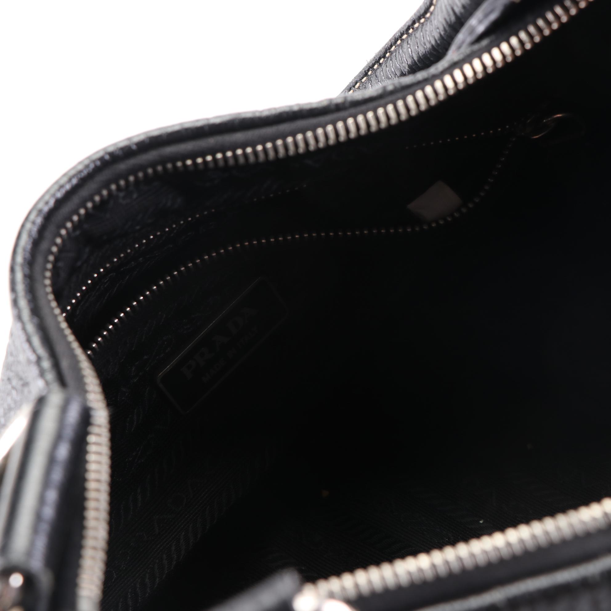 Prada Shoudler Bag in Black Grained Leather