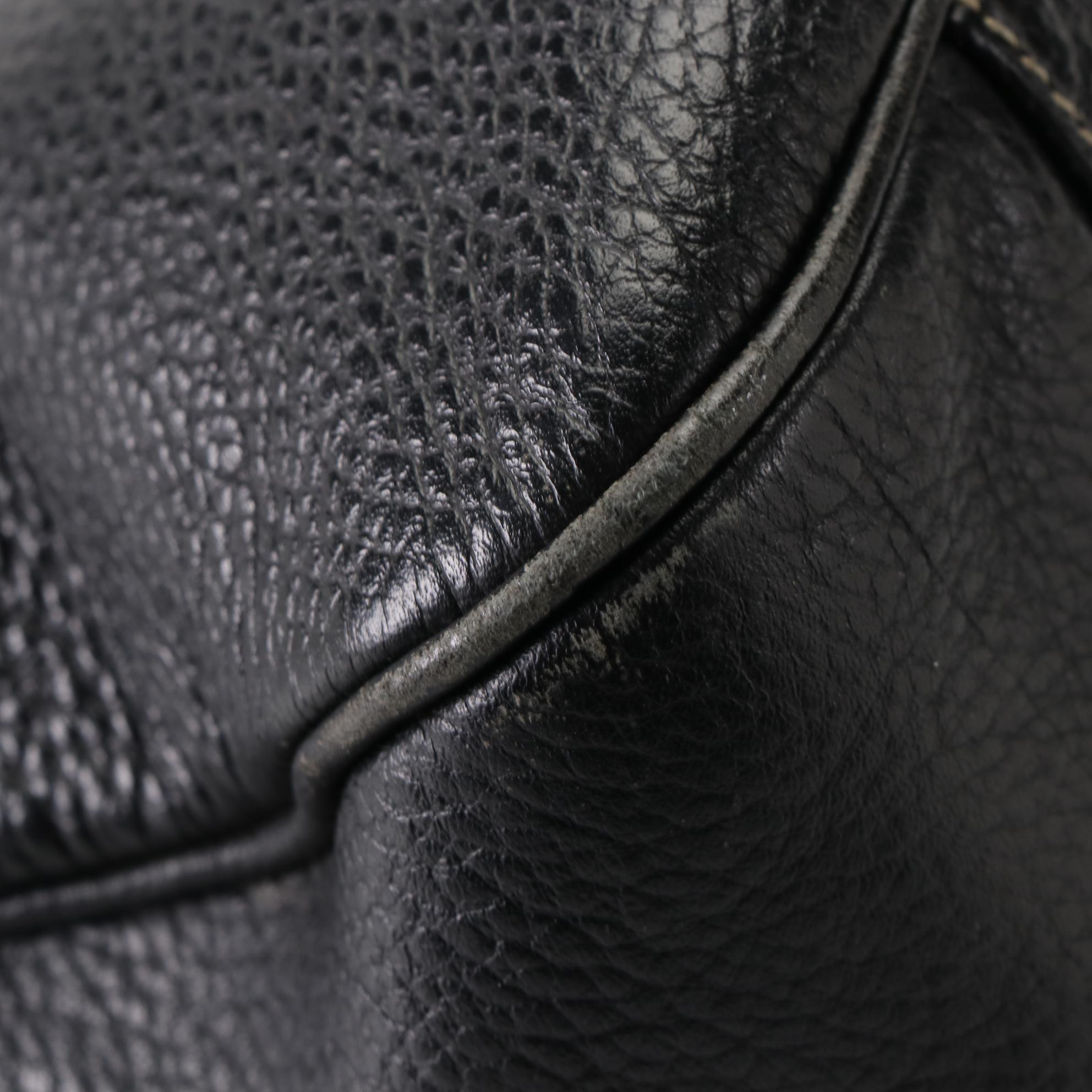 Prada Shoudler Bag in Black Grained Leather