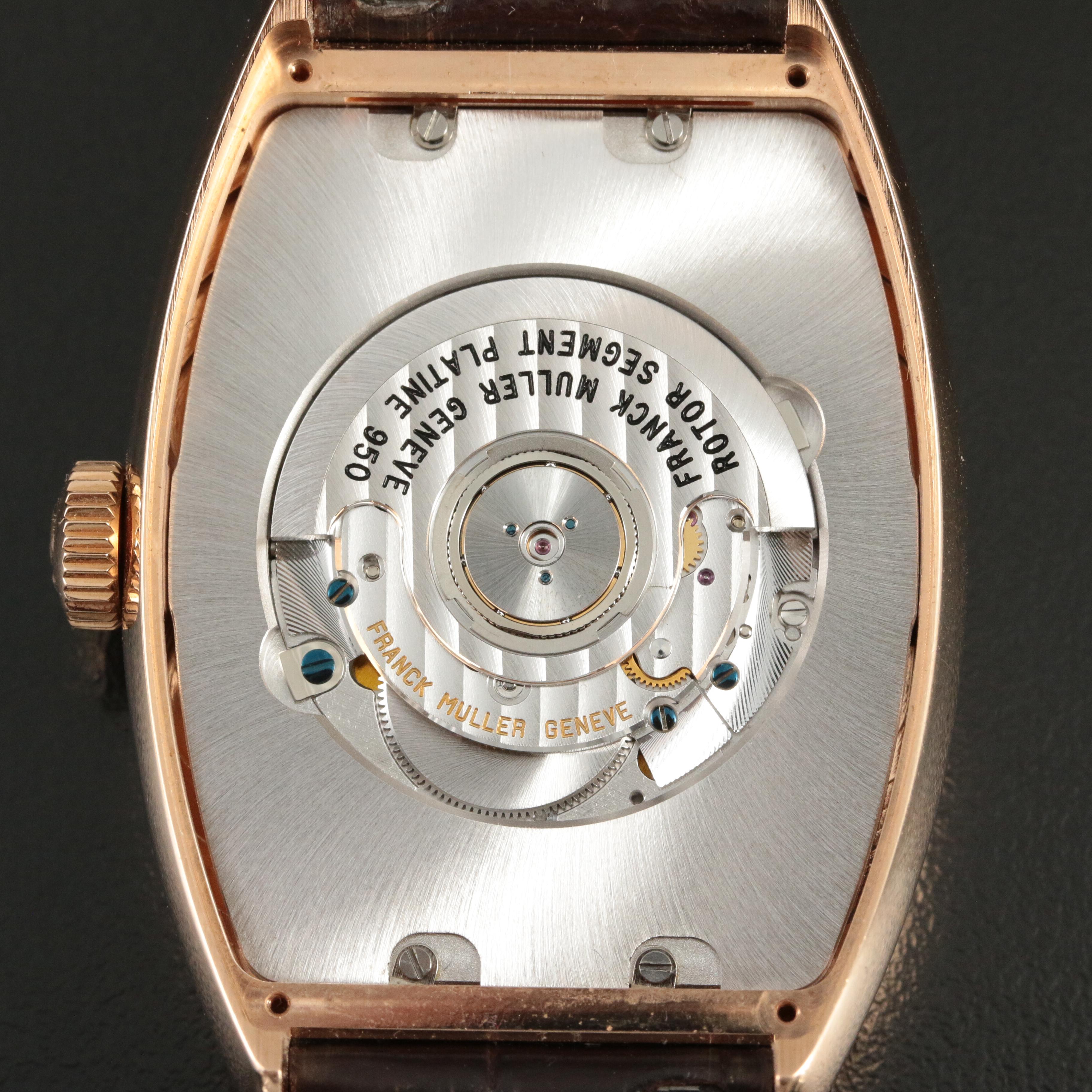18K Rose Gold Franck Muller Cintrée Curvex Brown Dial Watch