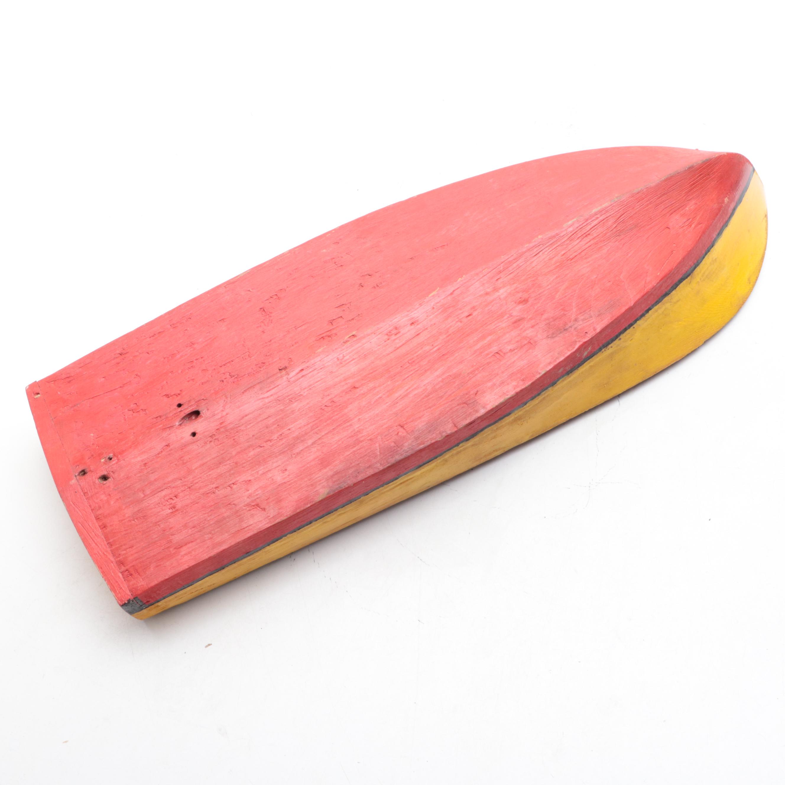 Wooden Chris Craft Style Model Toy Speed Boat, Mid-20th Century