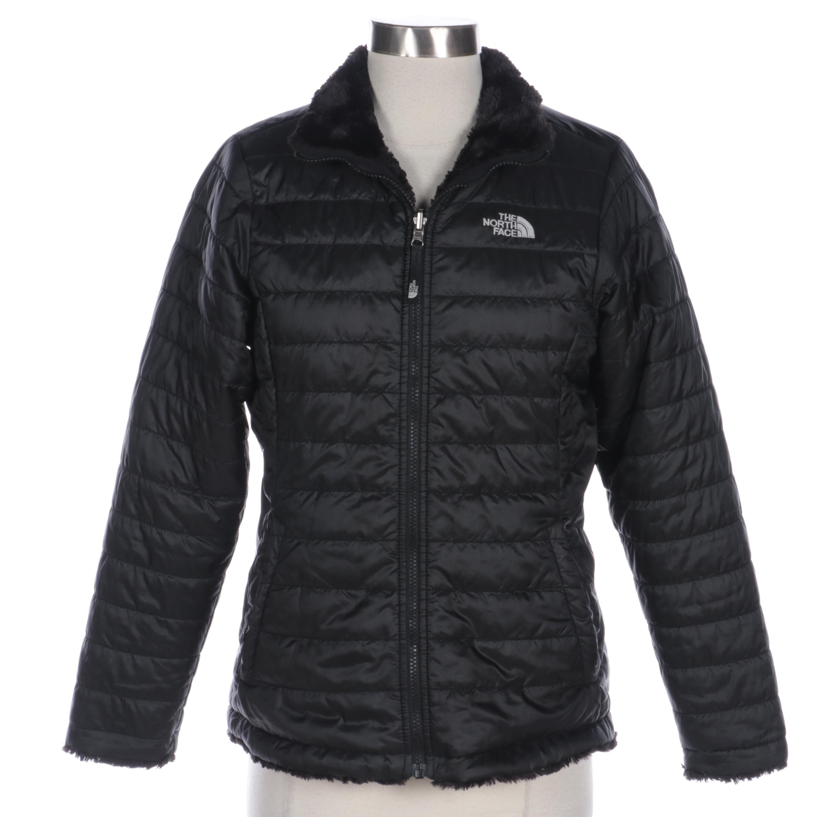 Girl's The North Face Reversible Puffer Jacket with Faux Shearling Lining