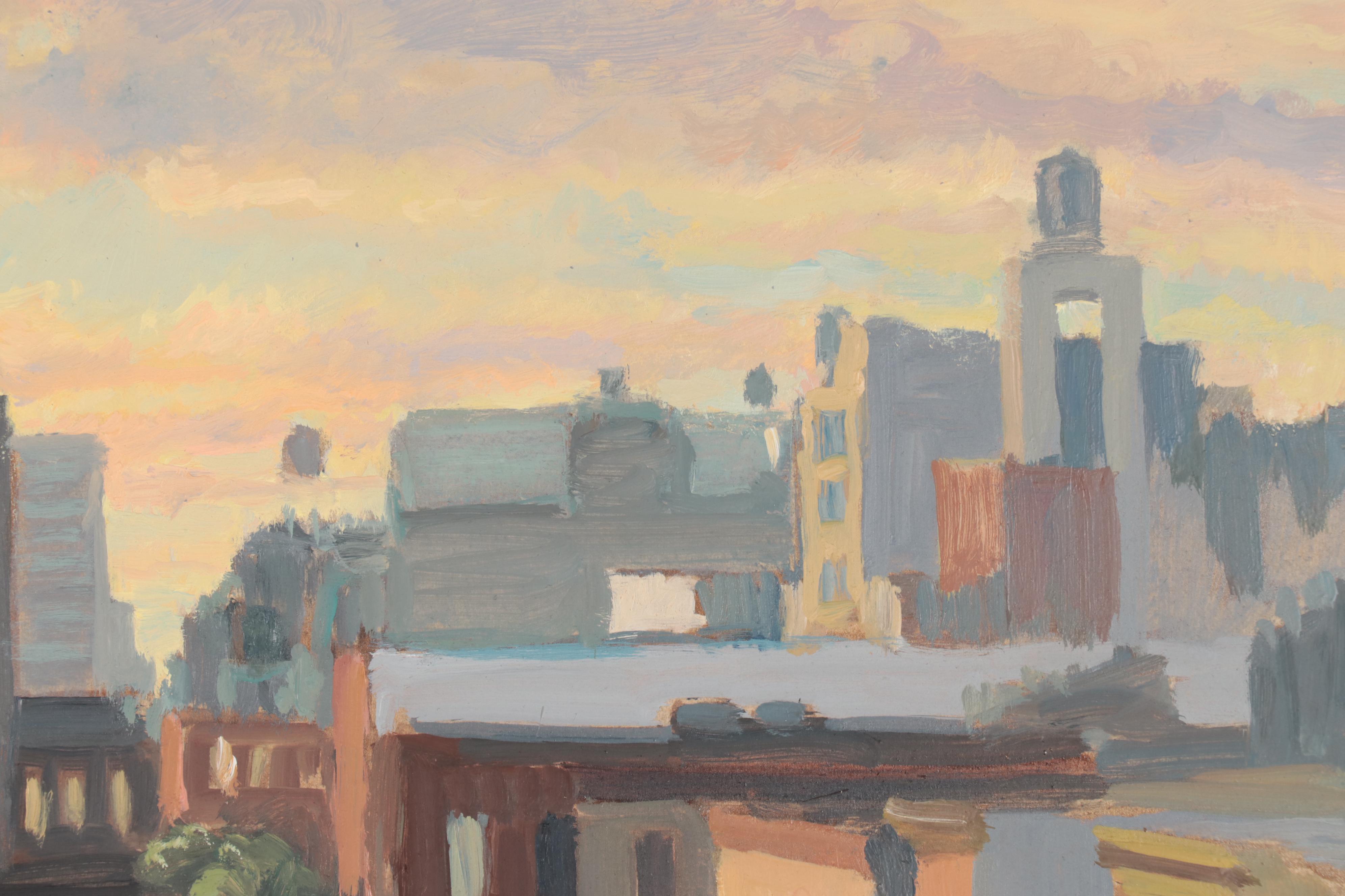 David Mahler Oil Painting "Cityscape," 2000