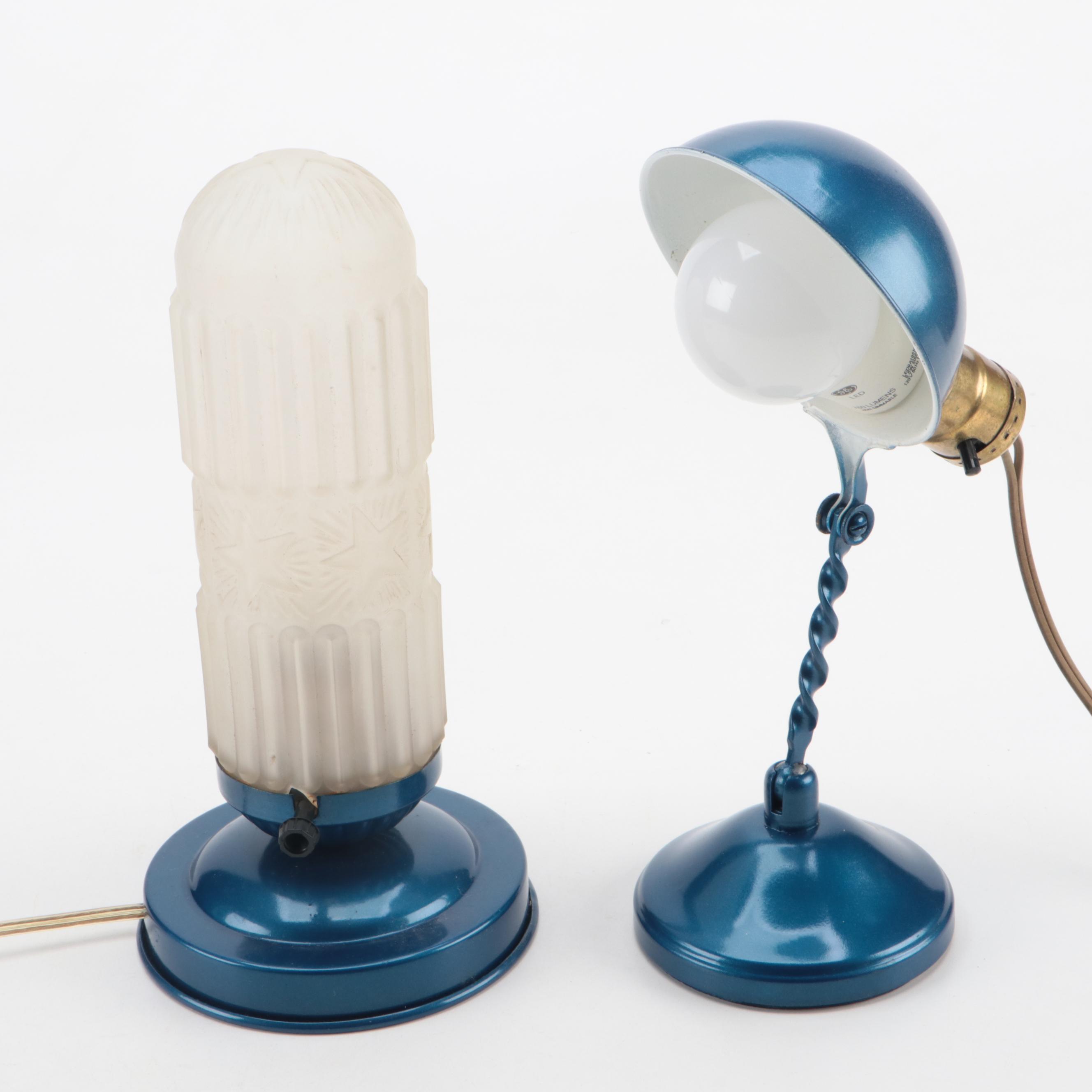 Art Deco Torpedo Boudoir Lamp With Gacor Handi-Lamp Desk Lamp