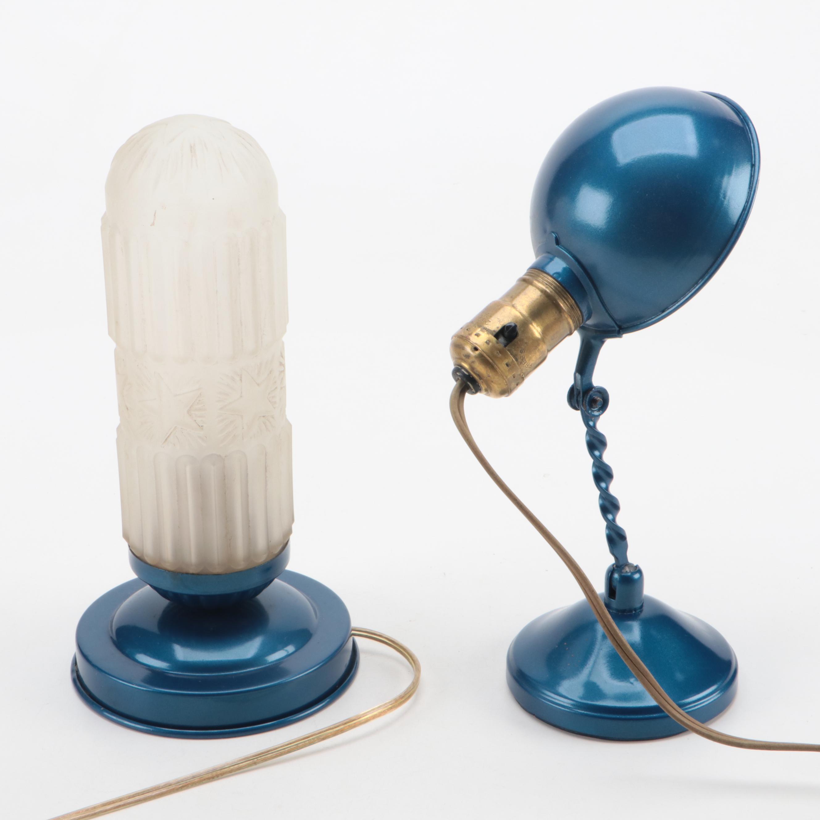 Art Deco Torpedo Boudoir Lamp With Gacor Handi-Lamp Desk Lamp