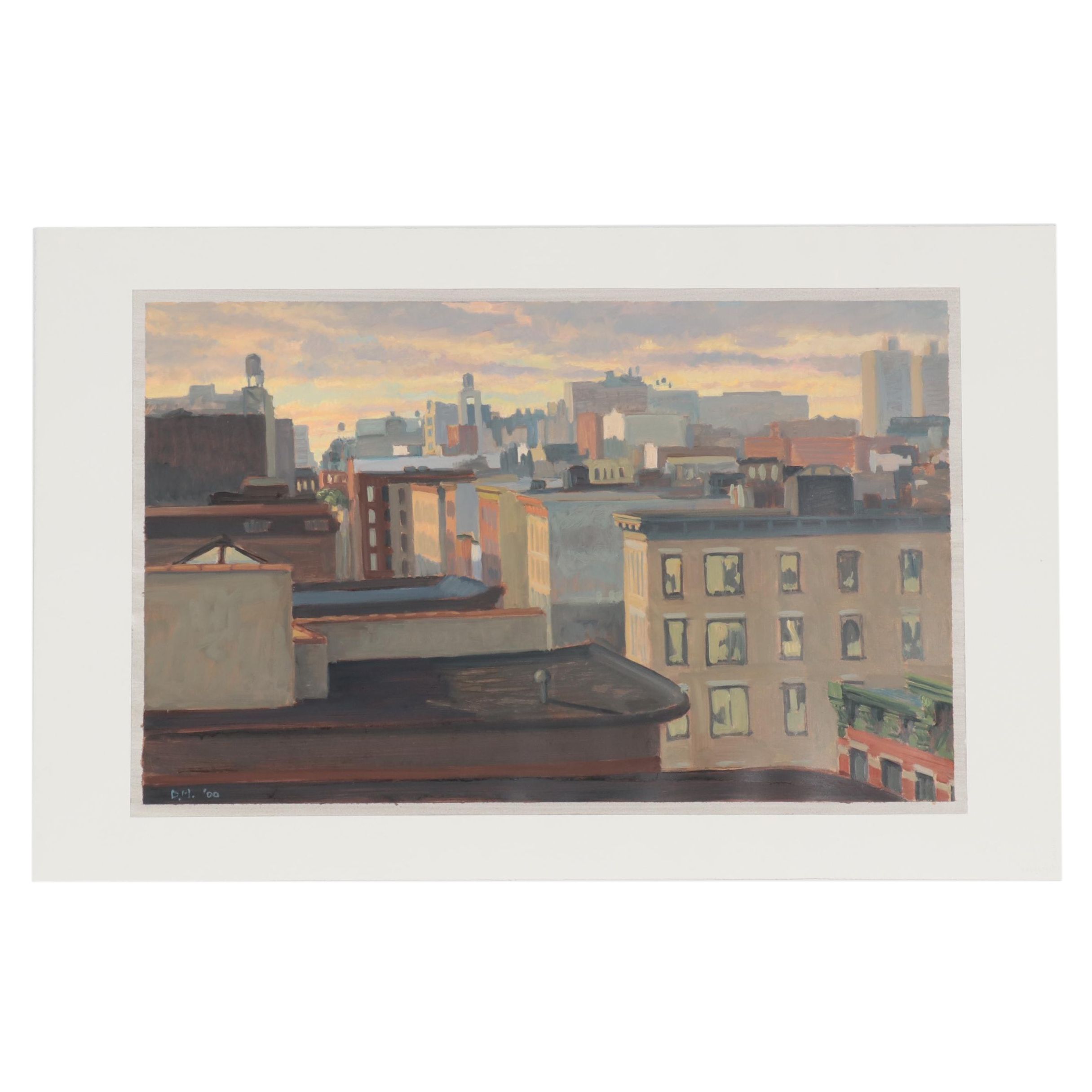 David Mahler Oil Painting "Cityscape," 2000