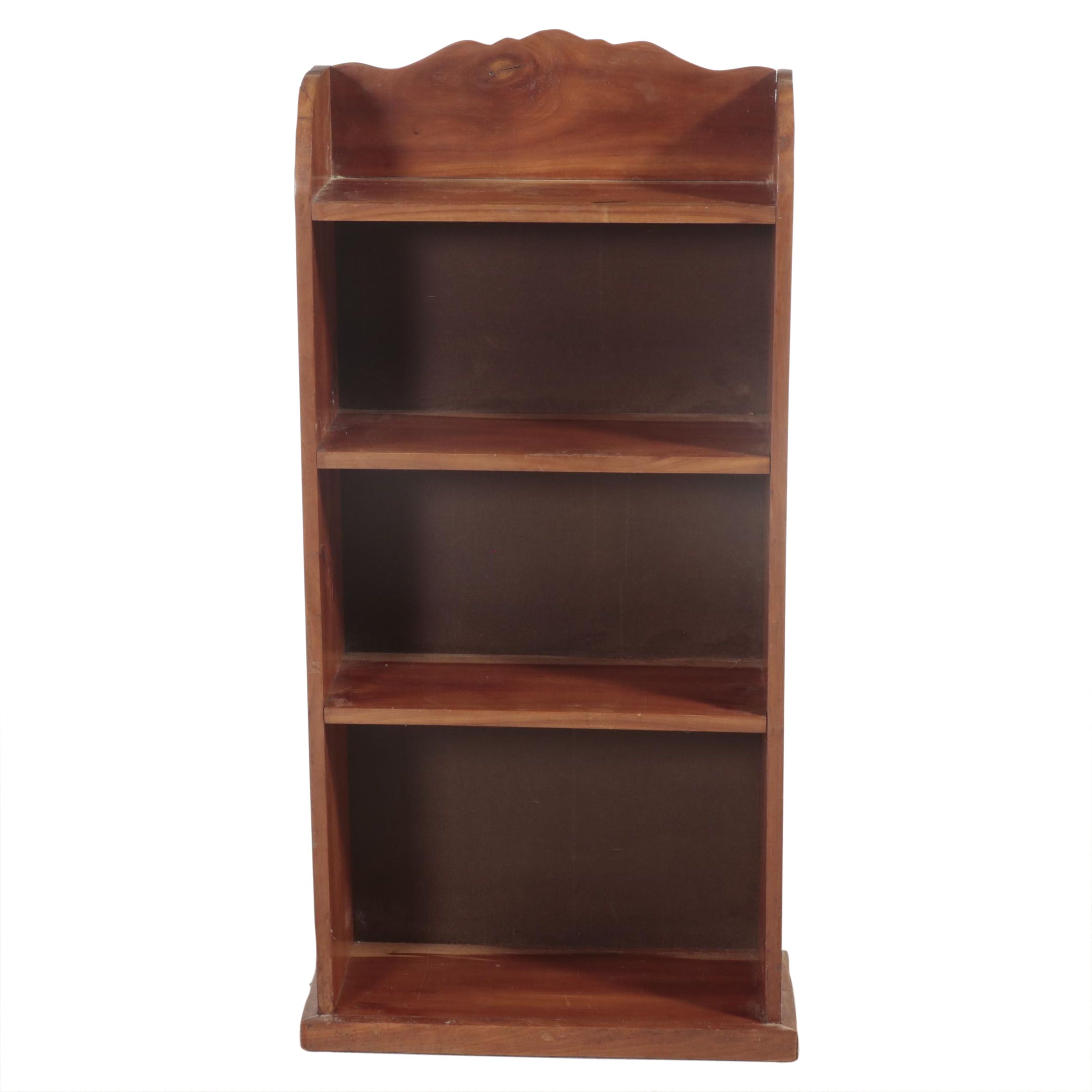 Small American Primitive Cherrywood Four-Shelf Open Bookcase, 20th Century