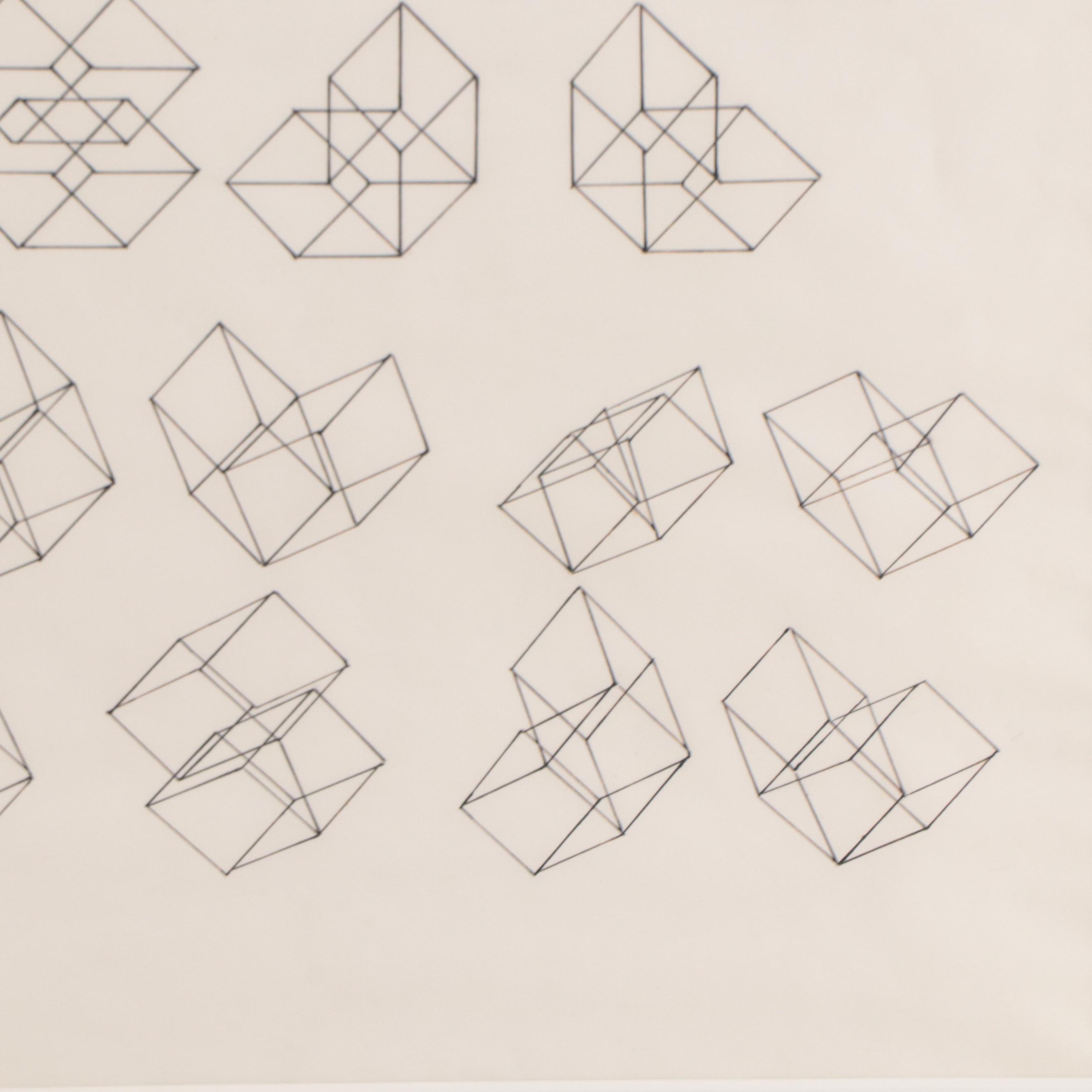 Tony Robbin Ink on Vellum "Section of Hypercube Used in Fairfield," 1981