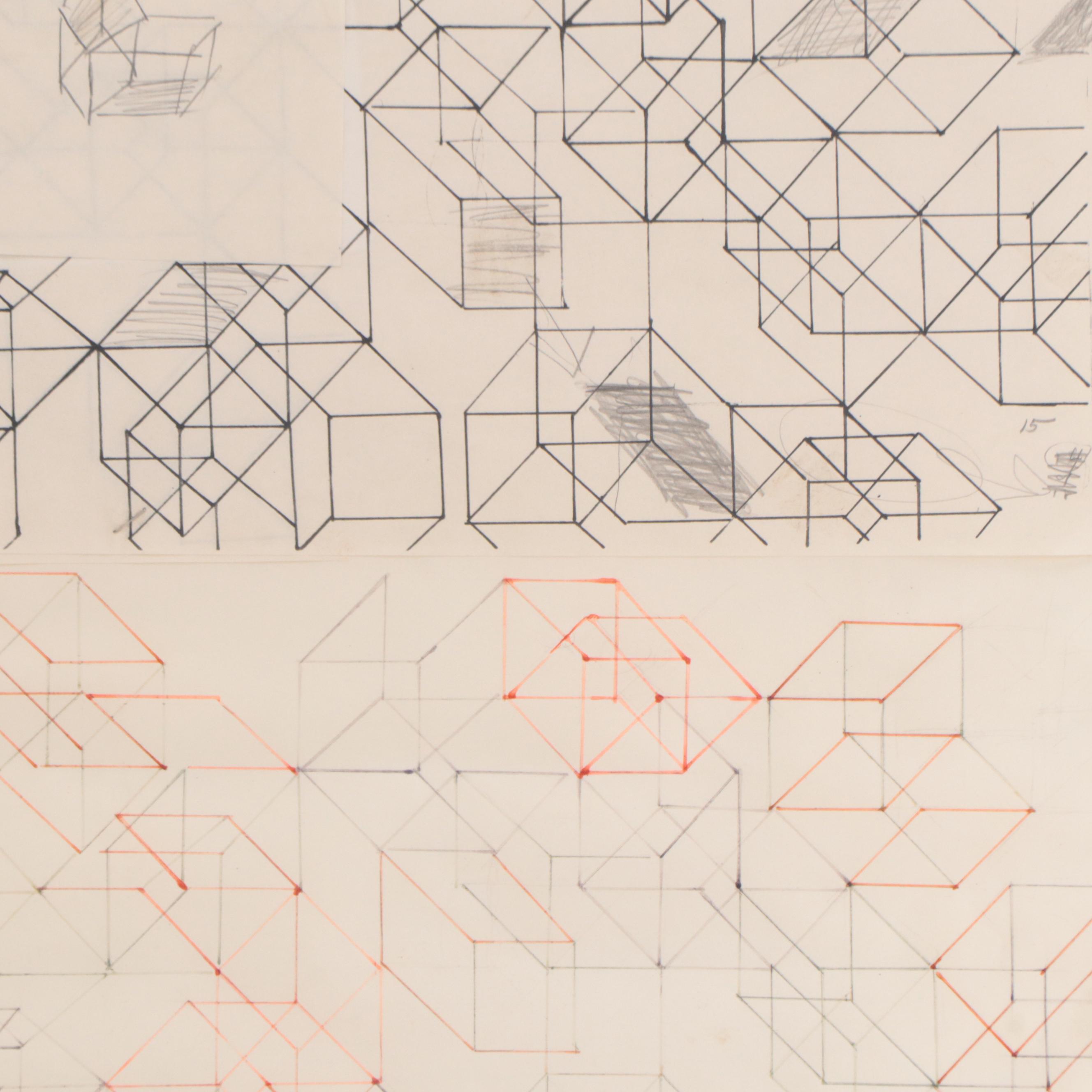 Tony Robbin Pencil and Ink on Paper "Composite Drawing," 1981