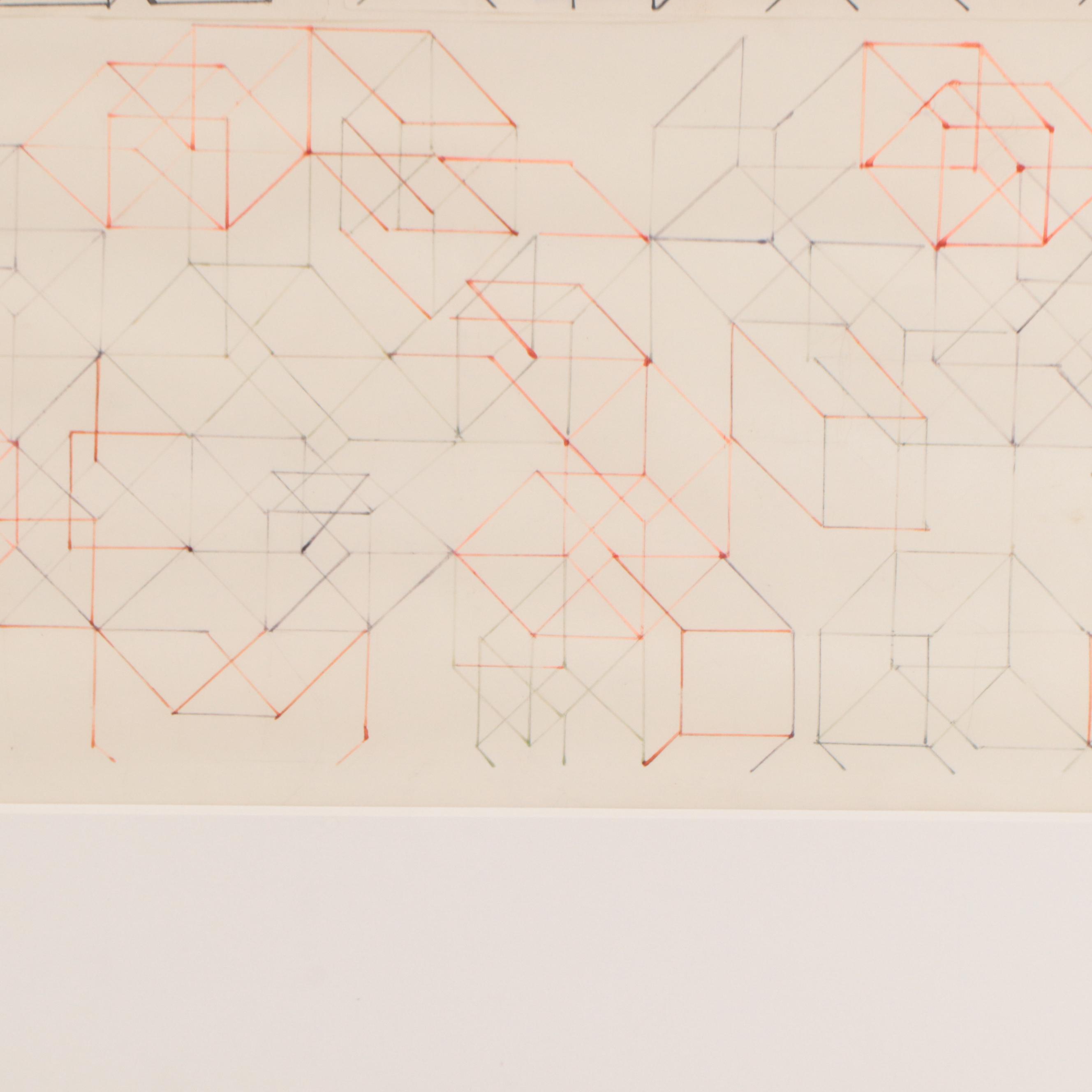 Tony Robbin Pencil and Ink on Paper "Composite Drawing," 1981