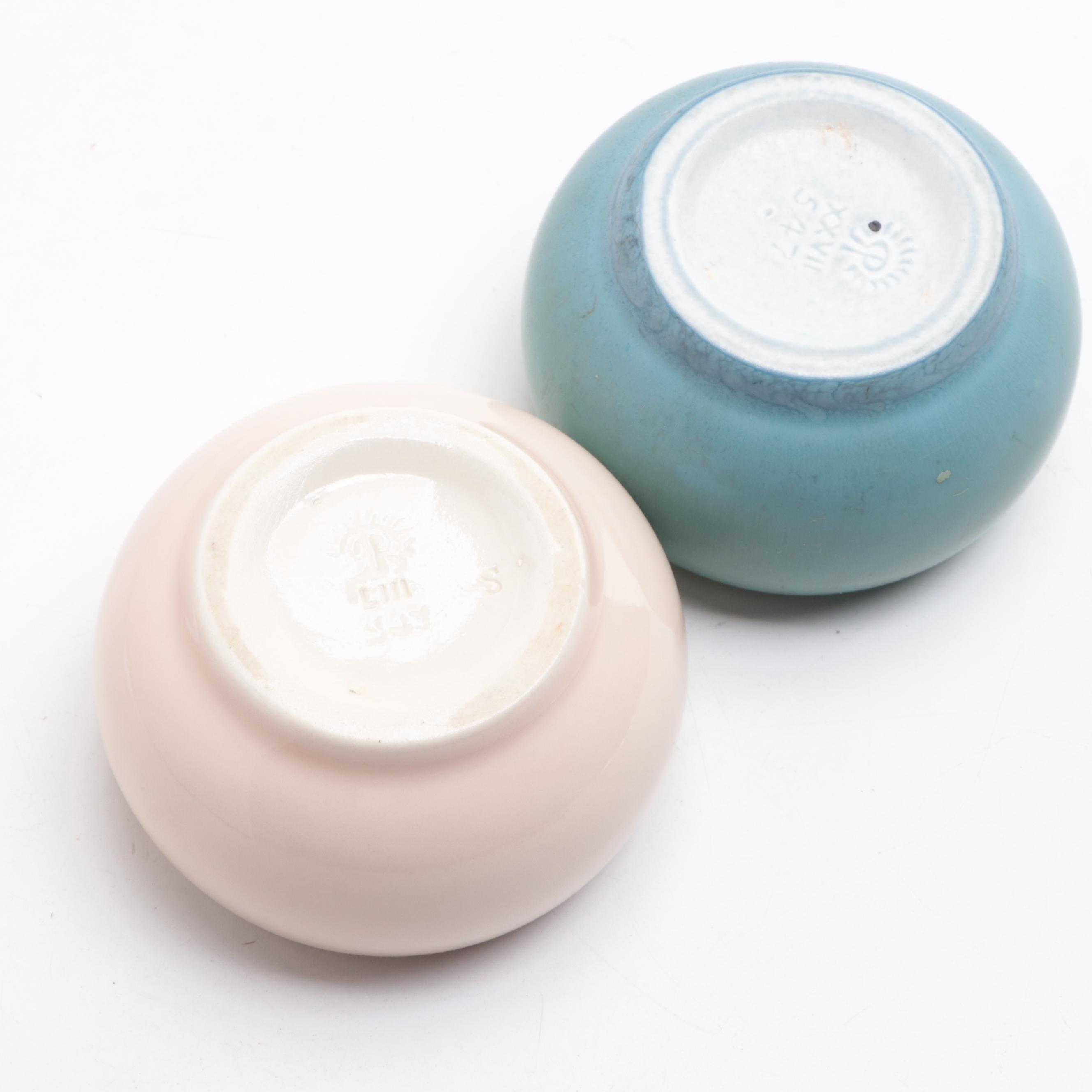 Rookwood Pottery Glazed Ceramic Vases, Creamer, and Open Sugar Bowls