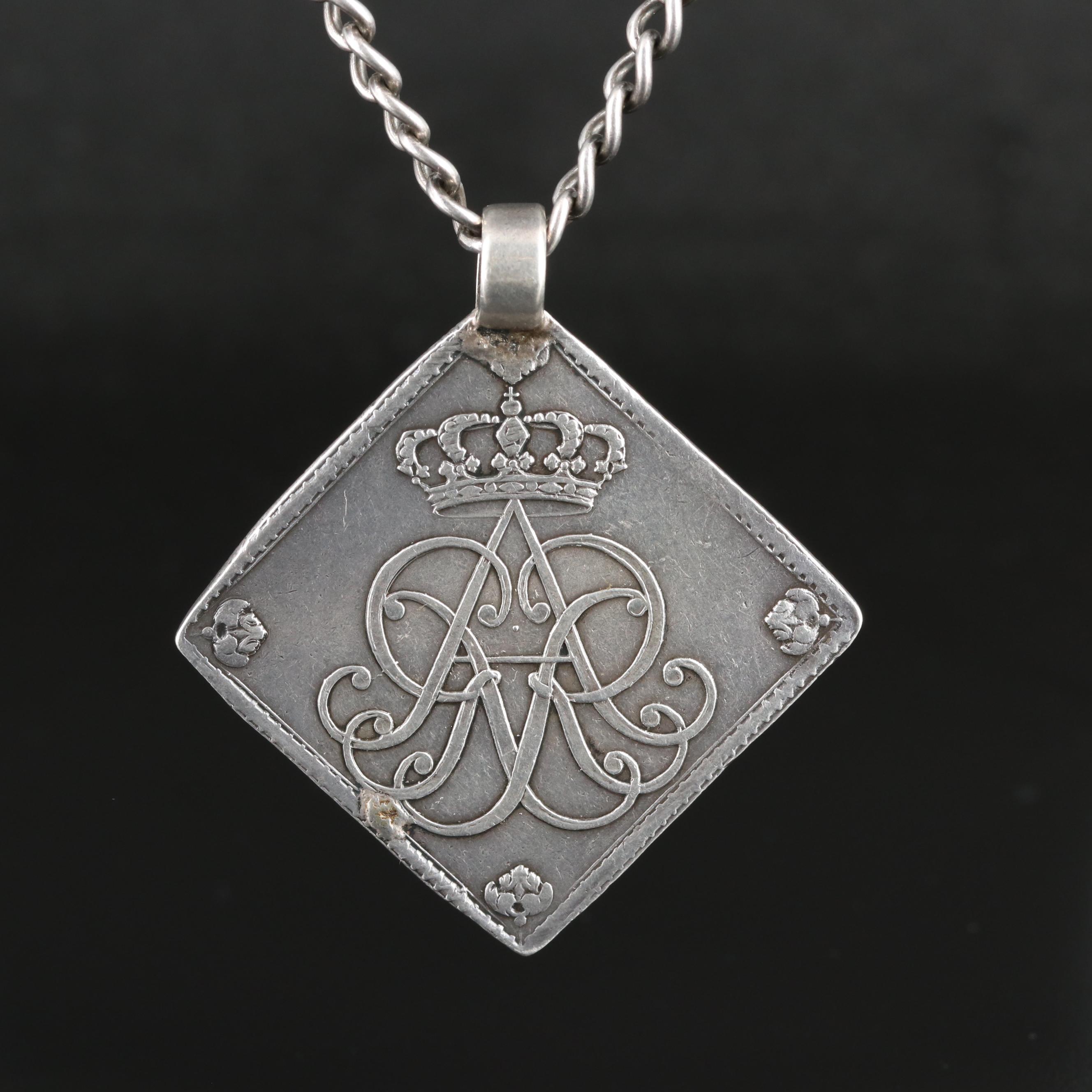 Sterling Necklace with 1714 German States Saxony-Albertine Thaler Pendant