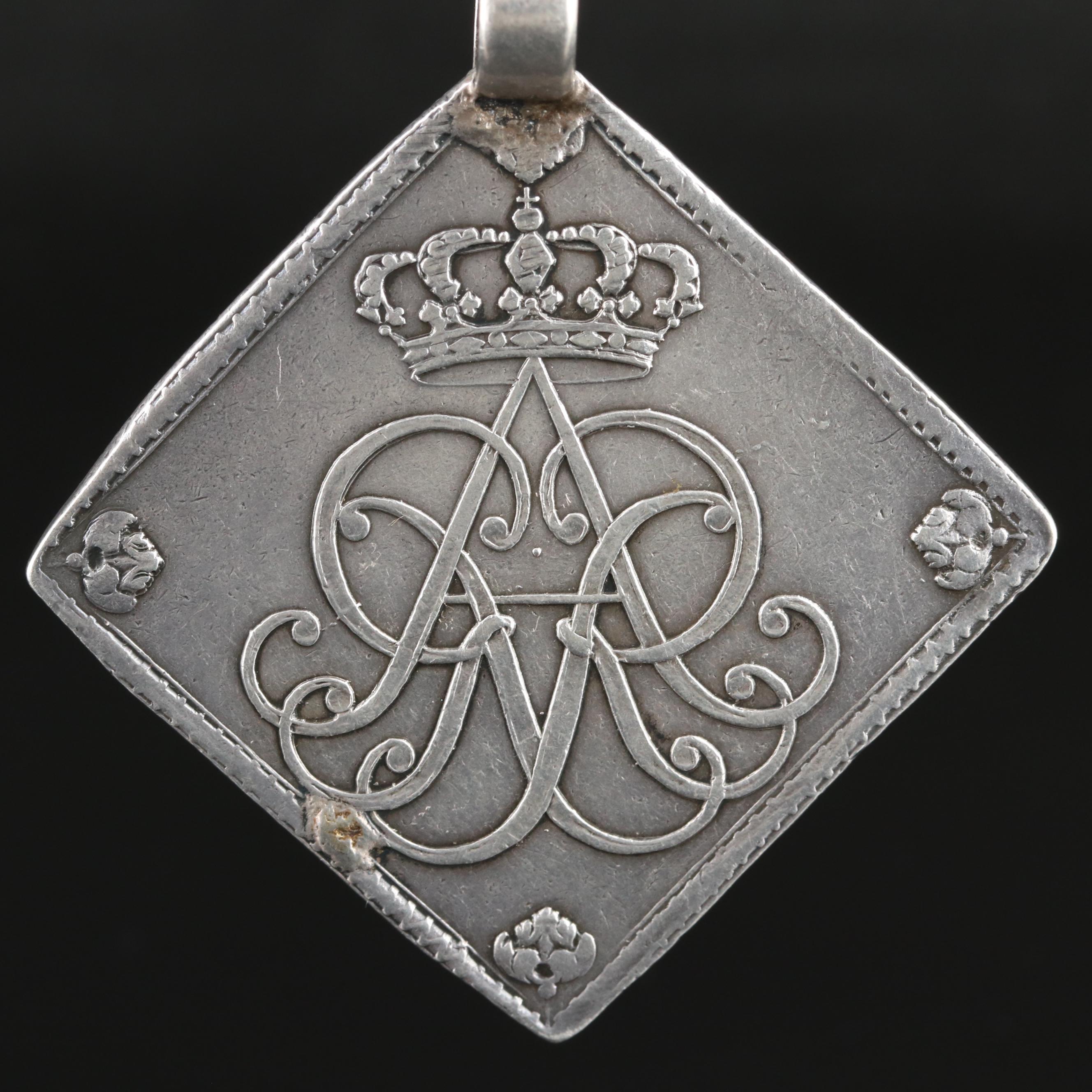 Sterling Necklace with 1714 German States Saxony-Albertine Thaler Pendant