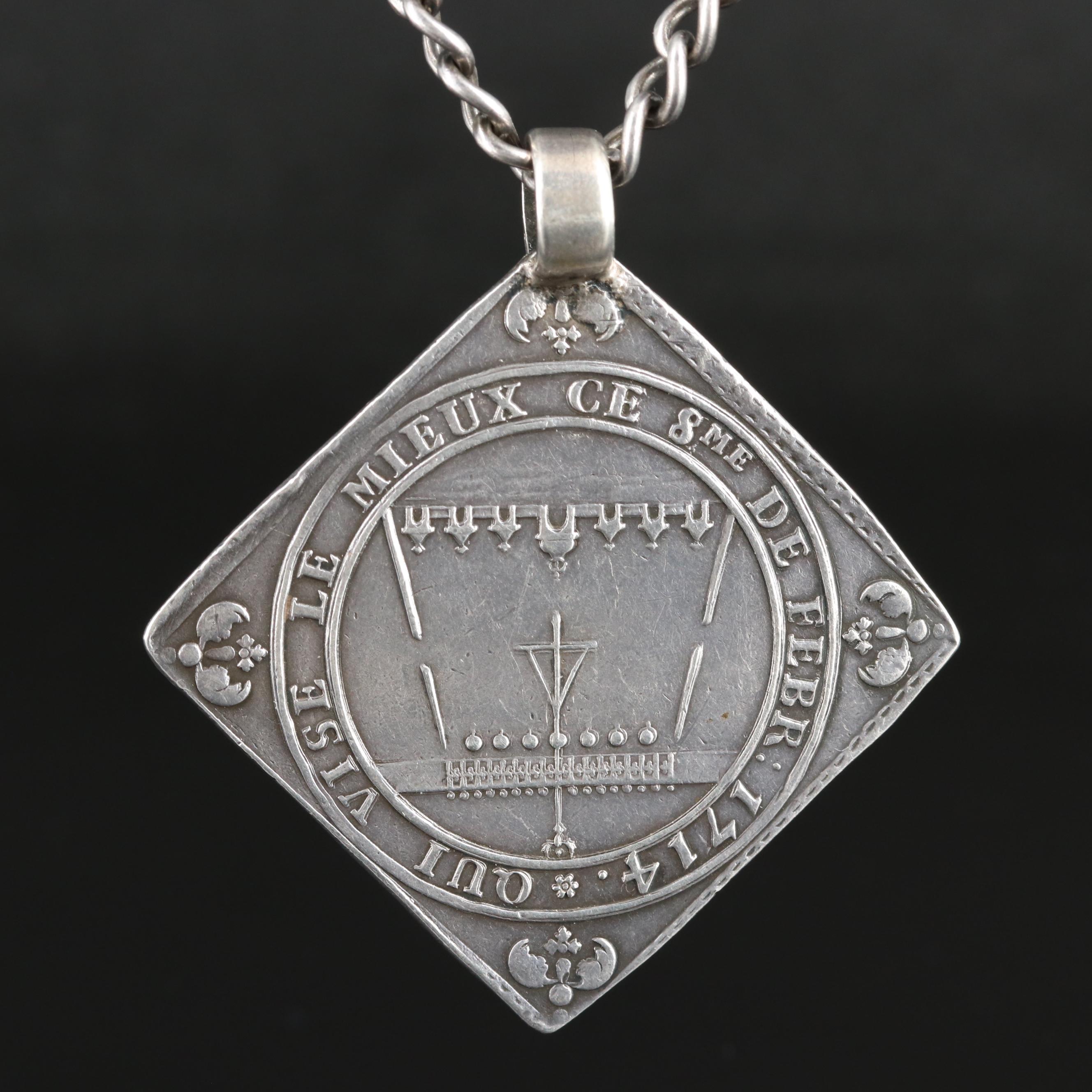 Sterling Necklace with 1714 German States Saxony-Albertine Thaler Pendant