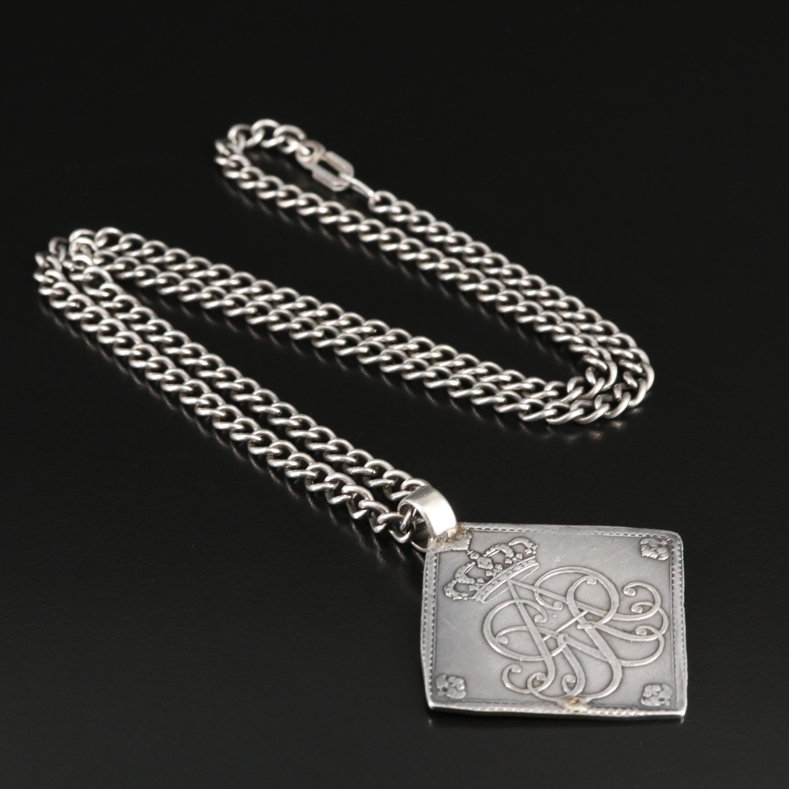 Sterling Necklace with 1714 German States Saxony-Albertine Thaler Pendant