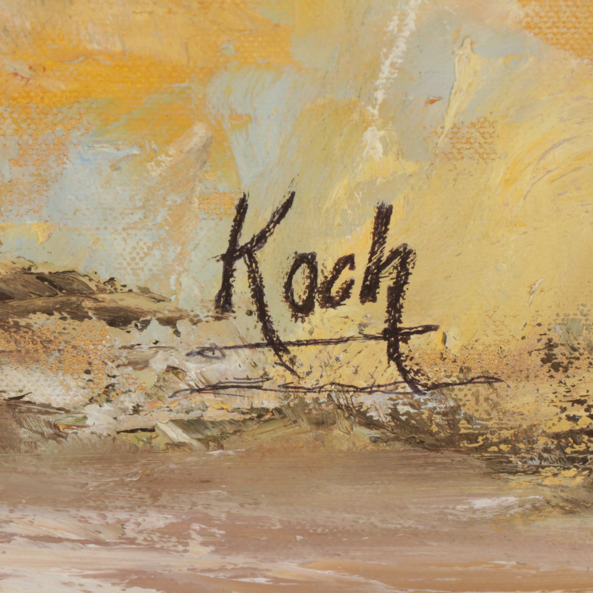 Landscape Oil Painting of Deer Grazing Beside Stream