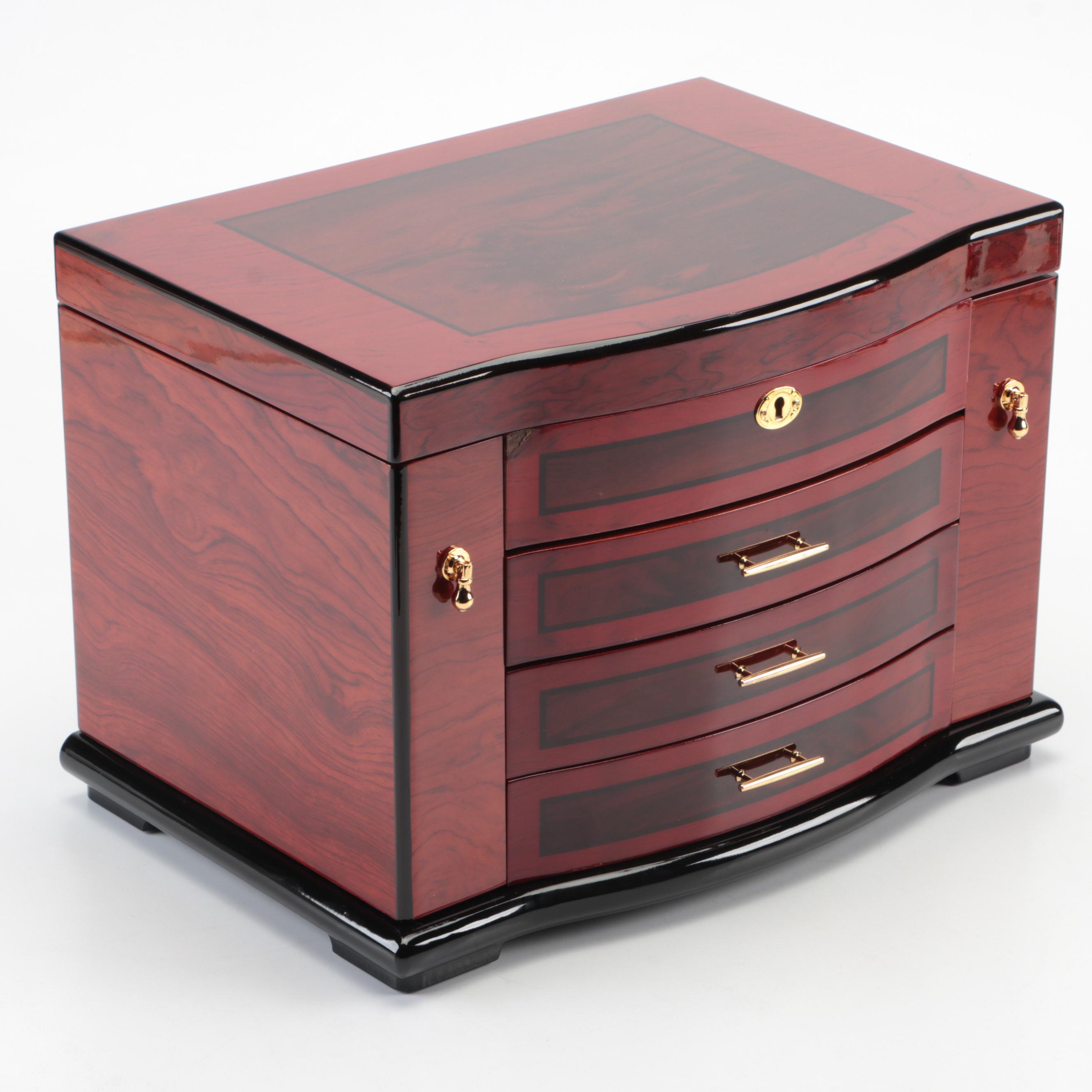 Jere High Gloss Ebony Finish Jewelry Box