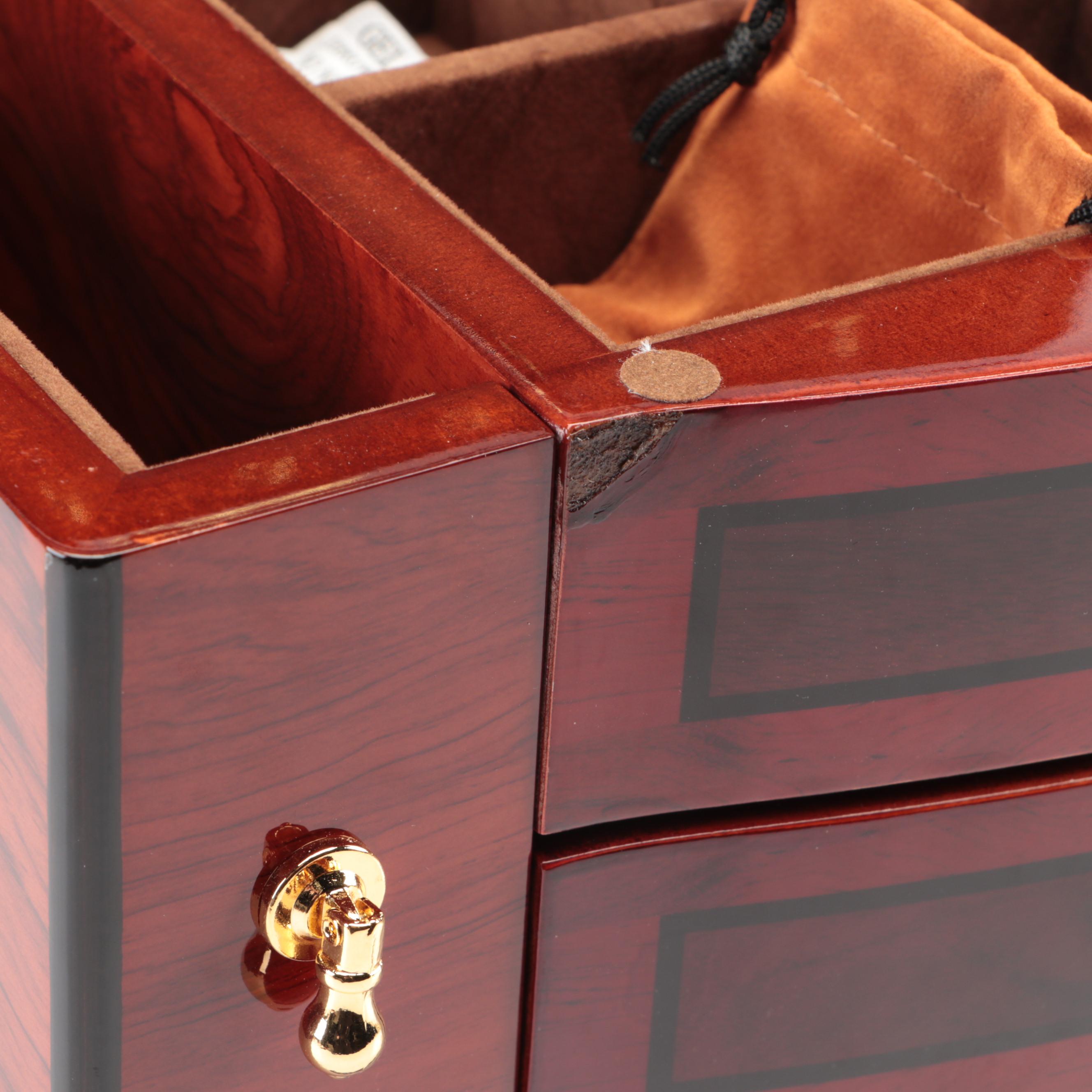 Jere High Gloss Ebony Finish Jewelry Box