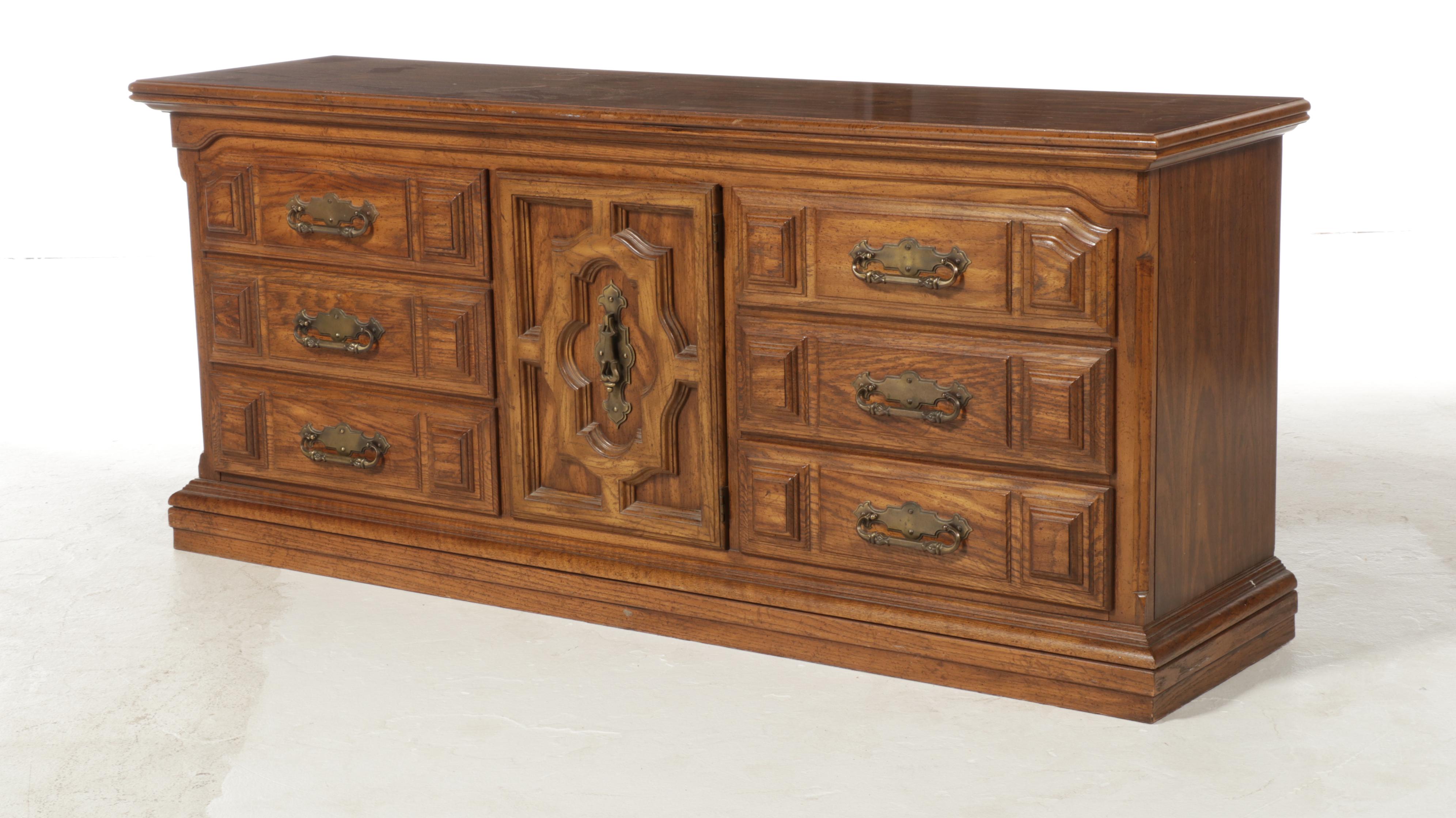 Burlington House Mediterranean Style Pecan Dresser, 1970s